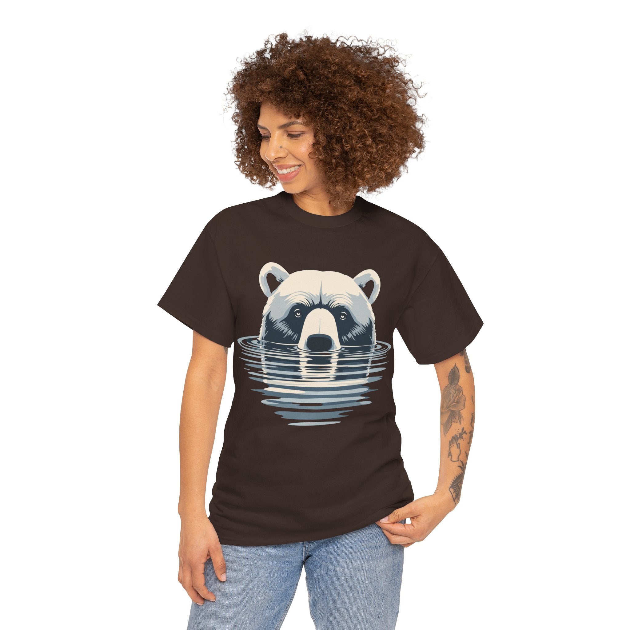 Bear in Water Graphic Tee – Gildan 5000 Heavy Cotton Shirt