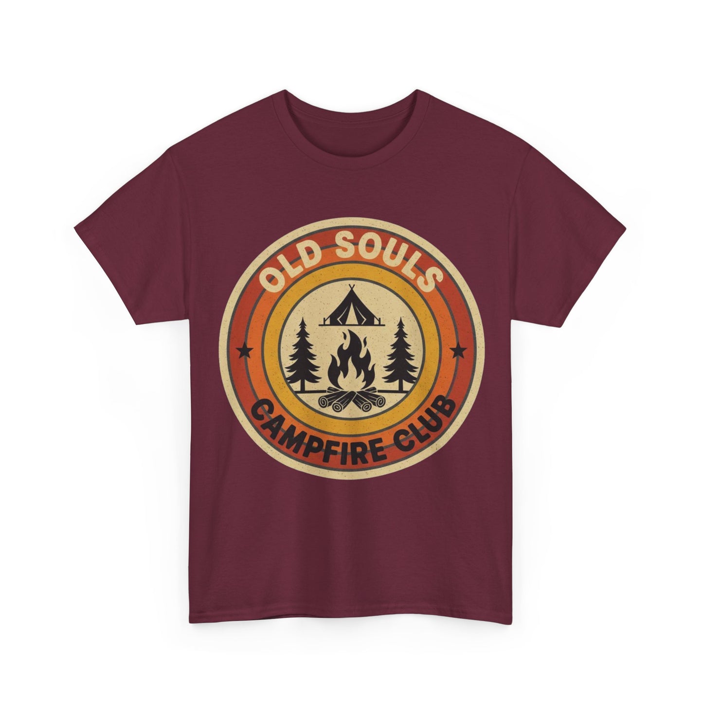 Old Souls Campfire Club Retro T-Shirt | Vintage Sunset Camping Tee