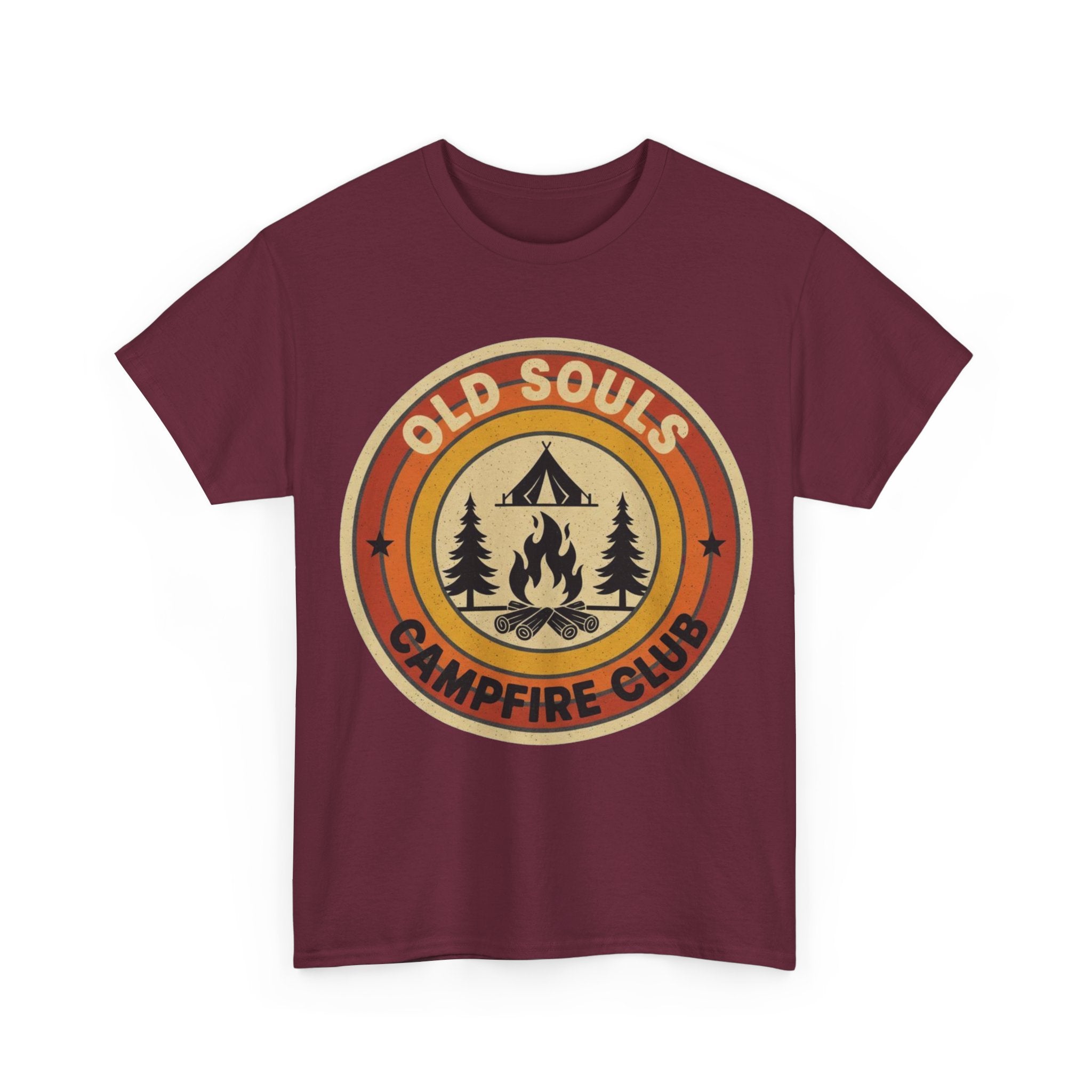 Old Souls Campfire Club Retro T-Shirt | Vintage Sunset Camping Tee