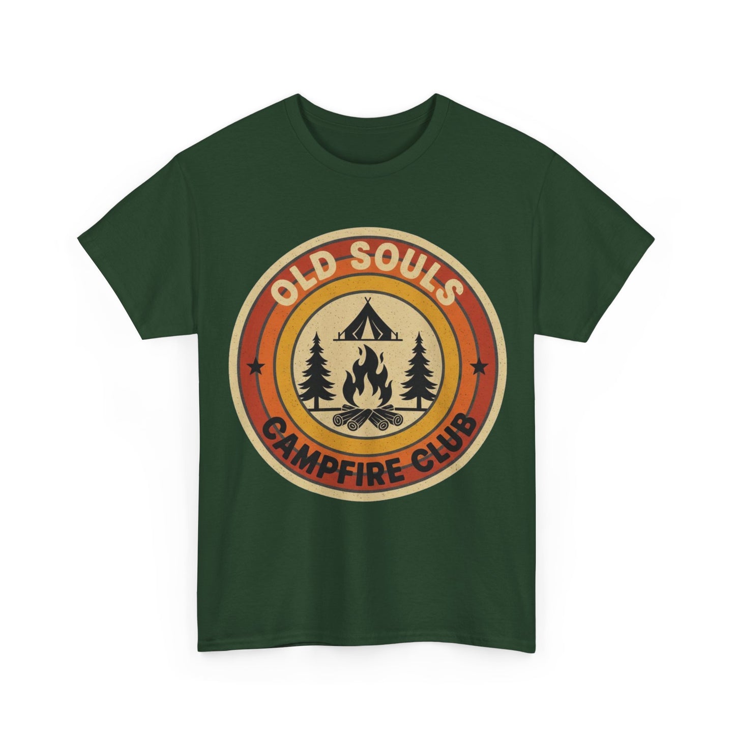 Old Souls Campfire Club Retro T-Shirt | Vintage Sunset Camping Tee
