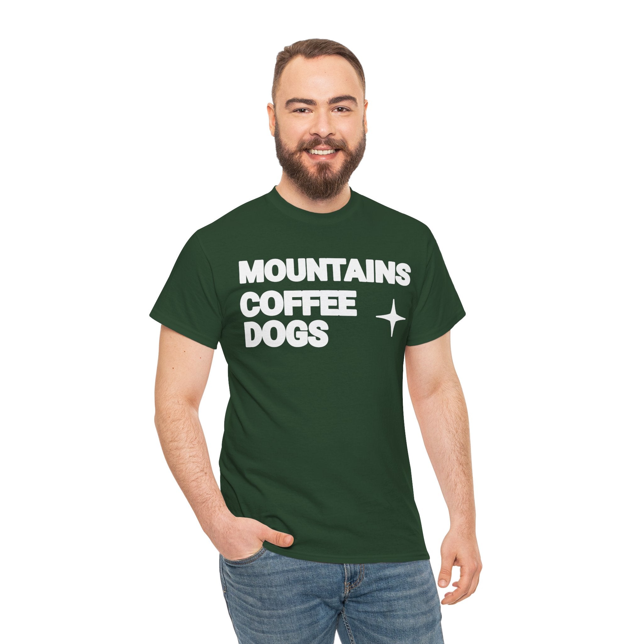 Mountains. Coffee. Dogs. – Comfort Collection Tee