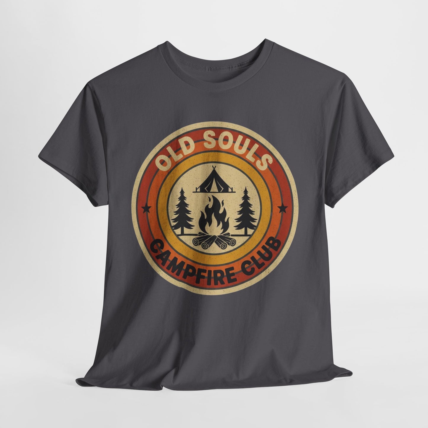 Old Souls Campfire Club Retro T-Shirt | Vintage Sunset Camping Tee