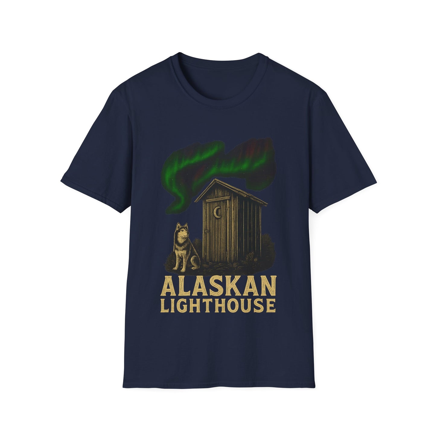 Alaskan Lighthouse Funny Northern Lights Wolf T-Shirt