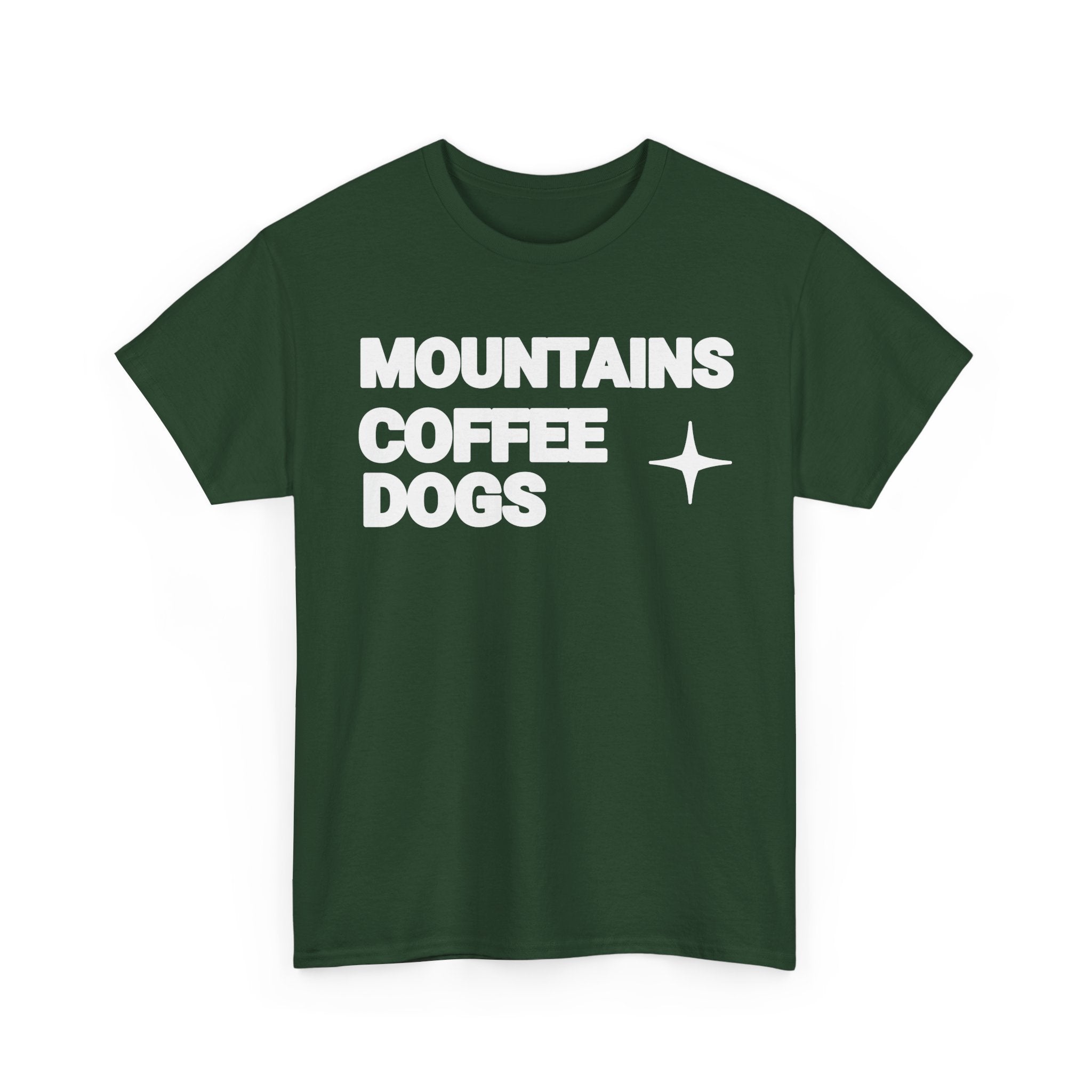 Mountains. Coffee. Dogs. – Comfort Collection Tee