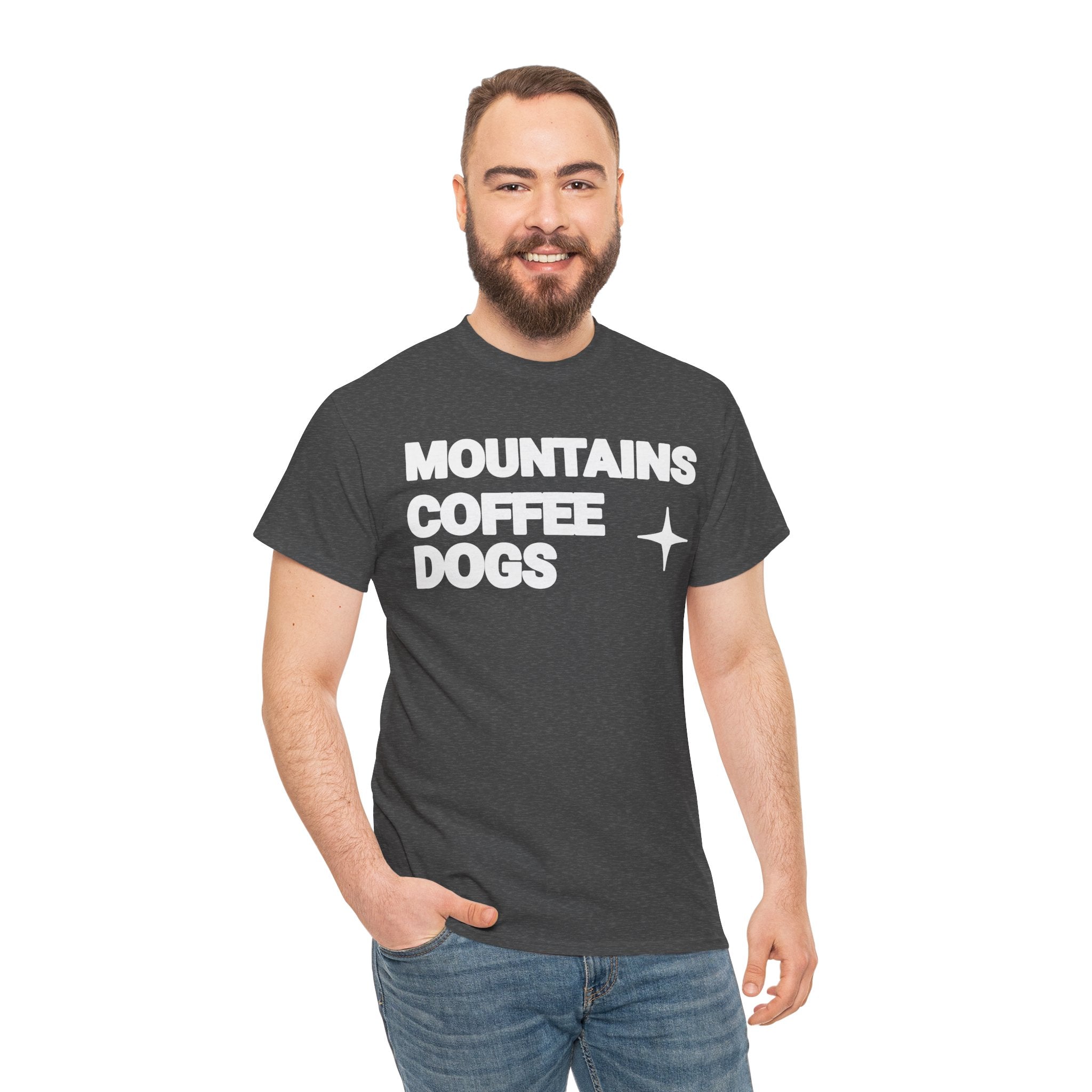 Mountains. Coffee. Dogs. – Comfort Collection Tee