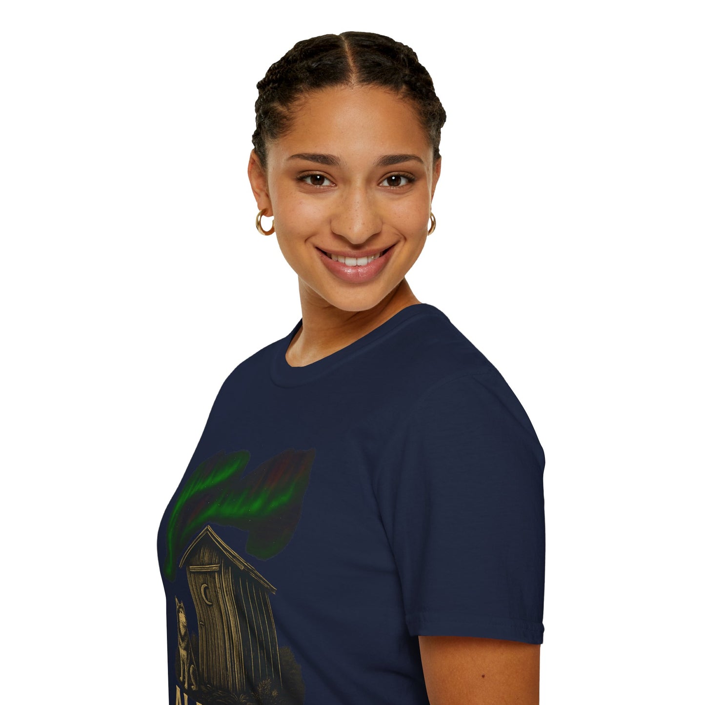 Alaskan Lighthouse Funny Northern Lights Wolf T-Shirt