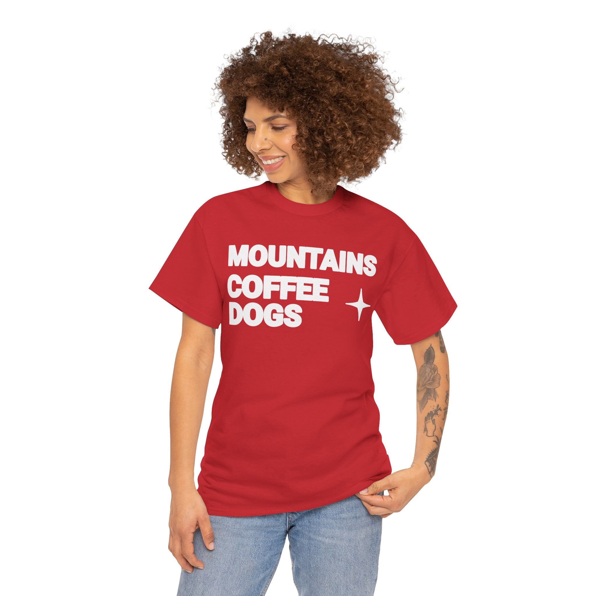Mountains. Coffee. Dogs. – Comfort Collection Tee