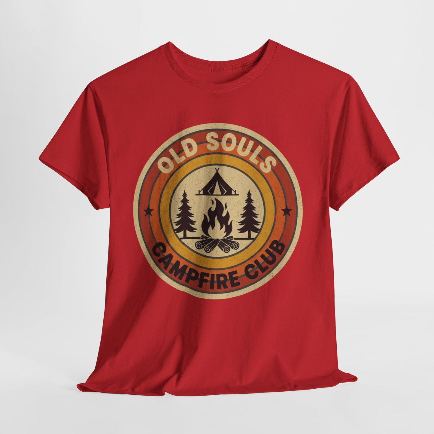 Old Souls Campfire Club Retro T-Shirt | Vintage Sunset Camping Tee