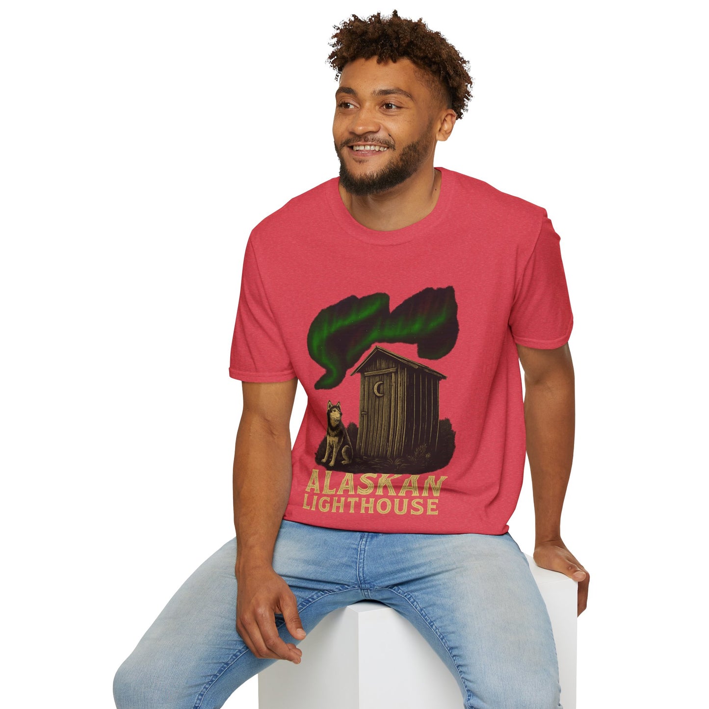 Alaskan Lighthouse Funny Northern Lights Wolf T-Shirt