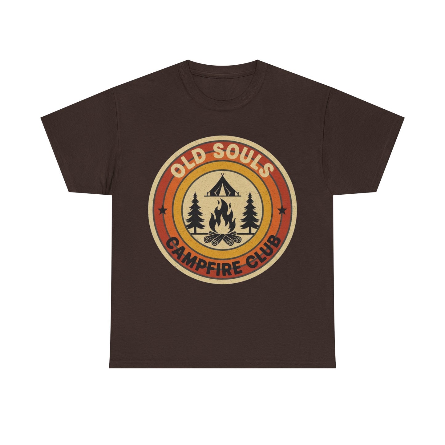 Old Souls Campfire Club Retro T-Shirt | Vintage Sunset Camping Tee