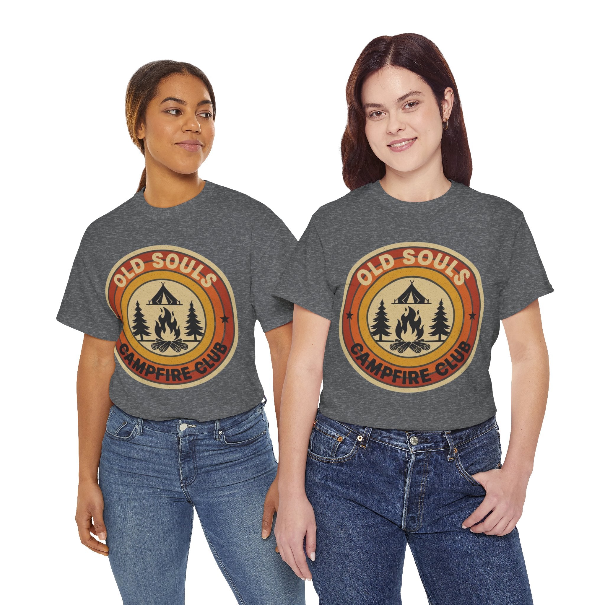 Old Souls Campfire Club Retro T-Shirt | Vintage Sunset Camping Tee