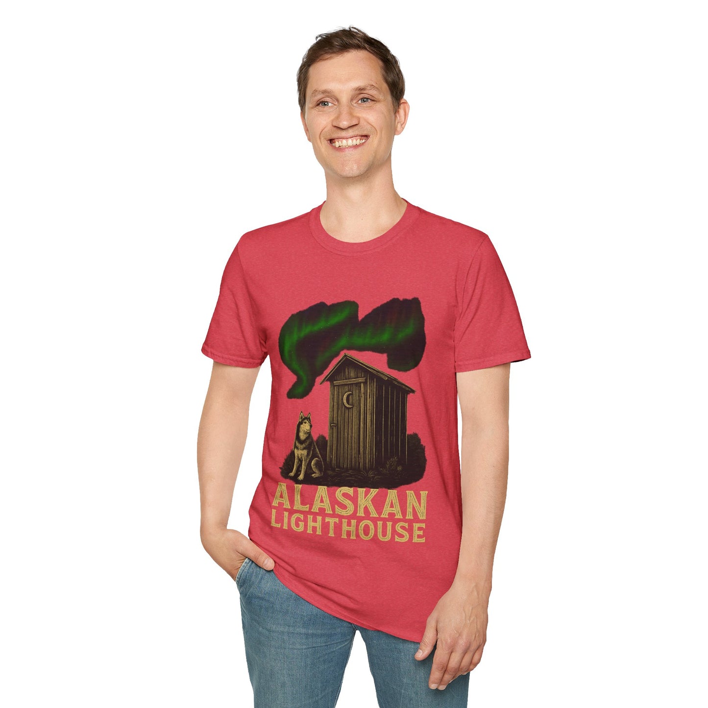 Alaskan Lighthouse Funny Northern Lights Wolf T-Shirt