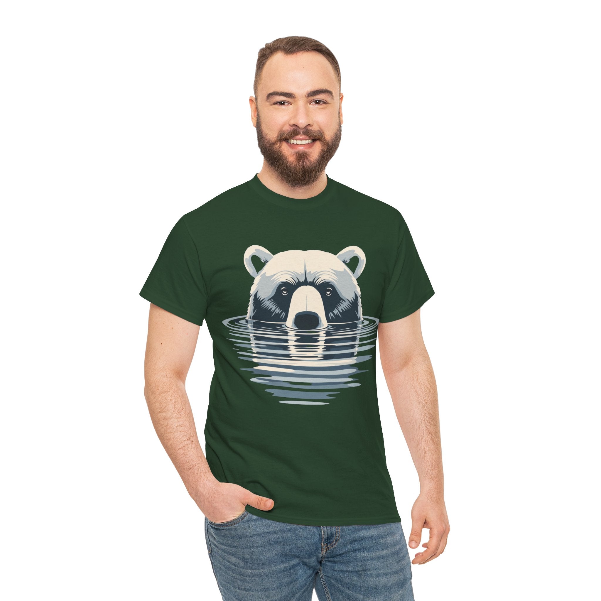 Bear in Water Graphic Tee – Gildan 5000 Heavy Cotton Shirt