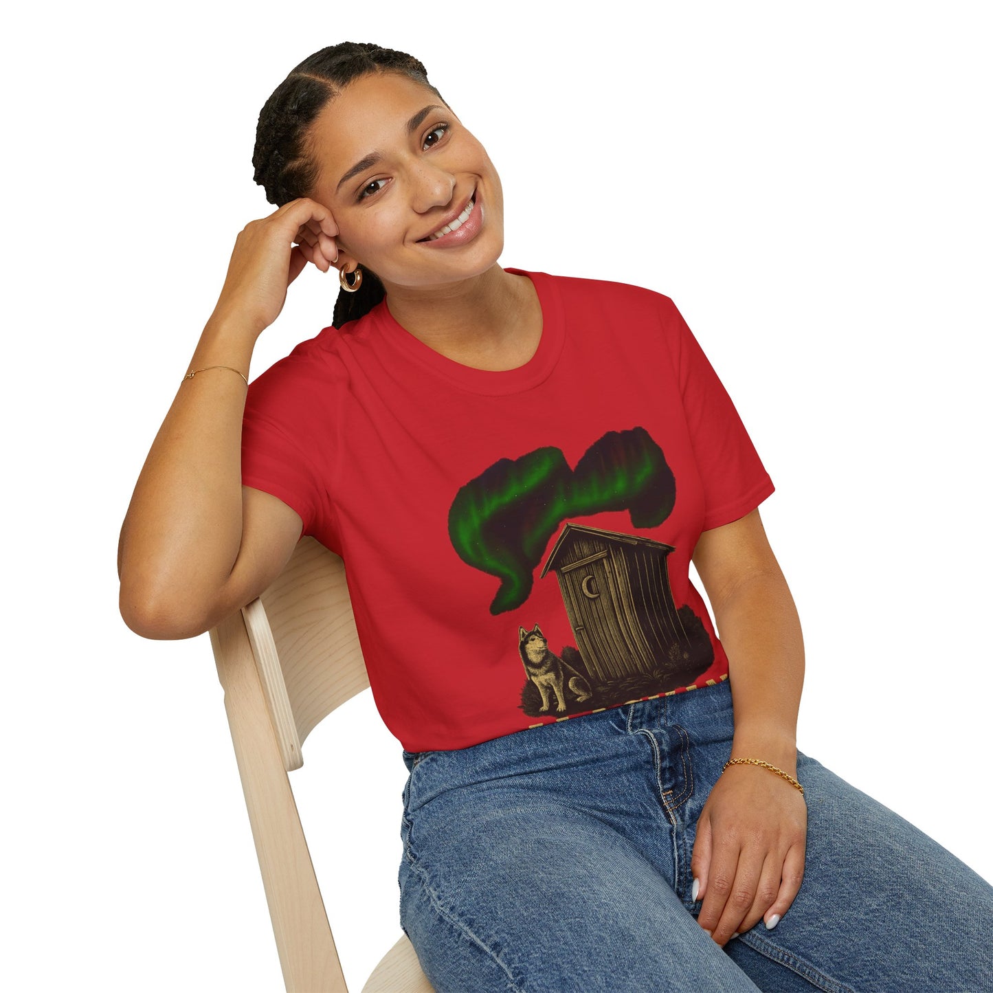 Alaskan Lighthouse Funny Northern Lights Wolf T-Shirt