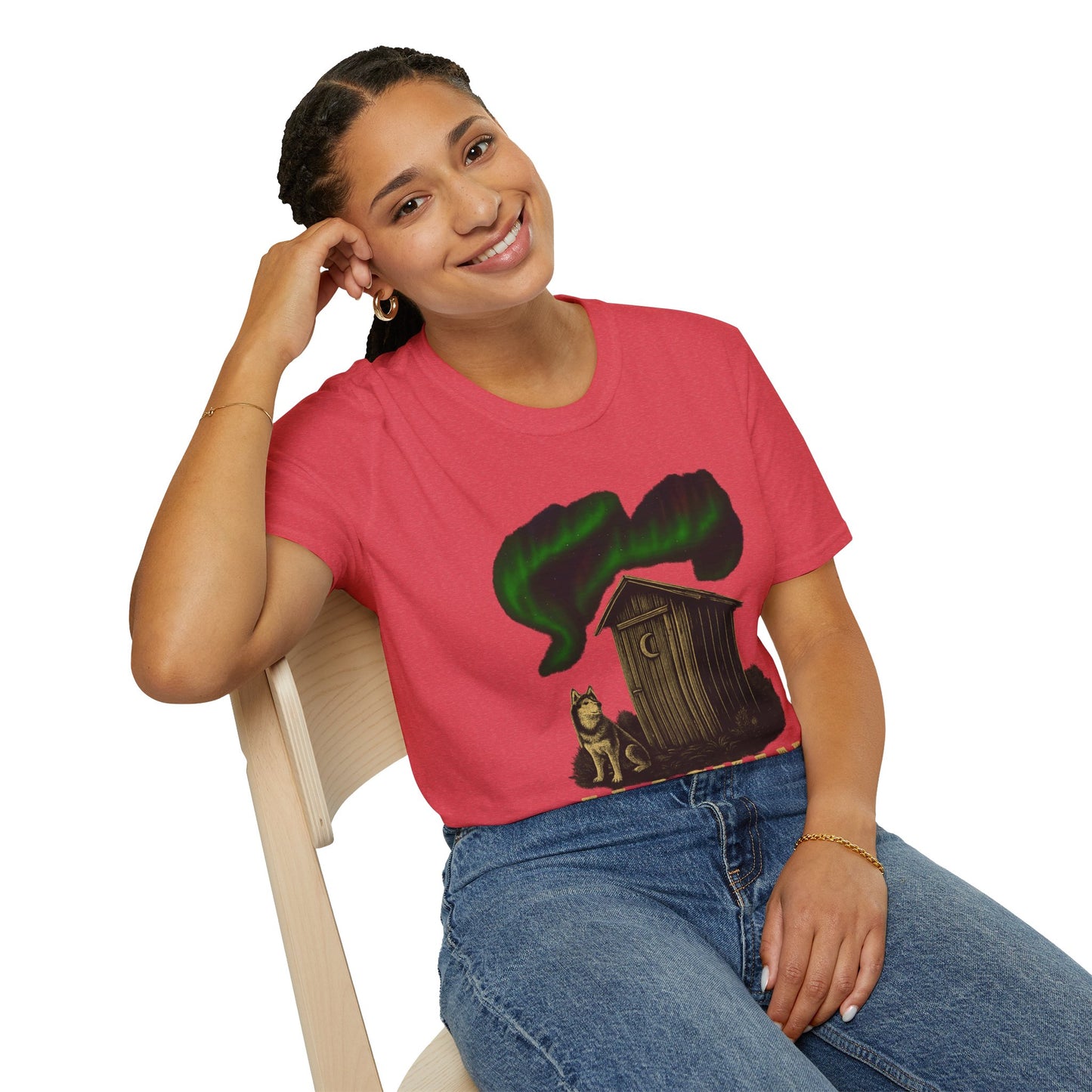 Alaskan Lighthouse Funny Northern Lights Wolf T-Shirt