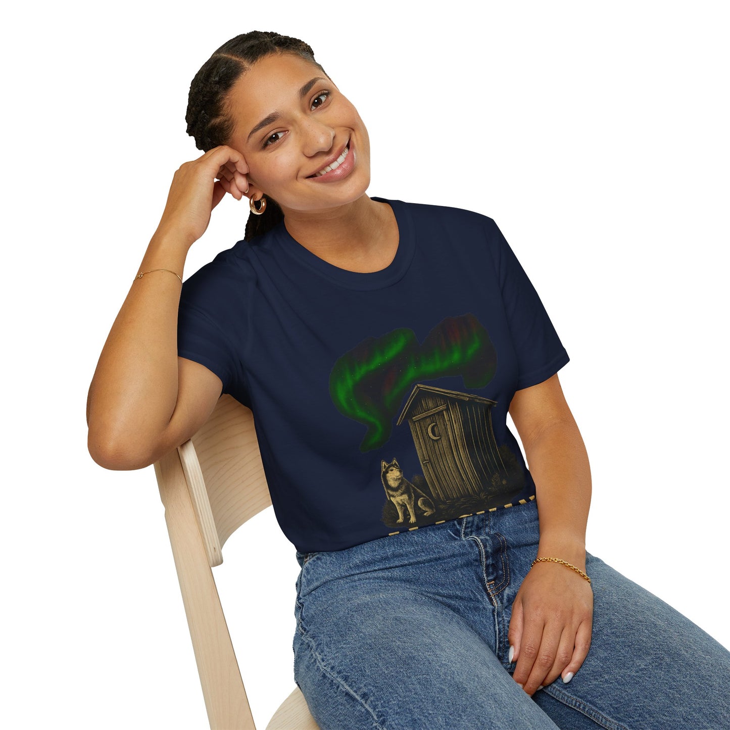 Alaskan Lighthouse Funny Northern Lights Wolf T-Shirt