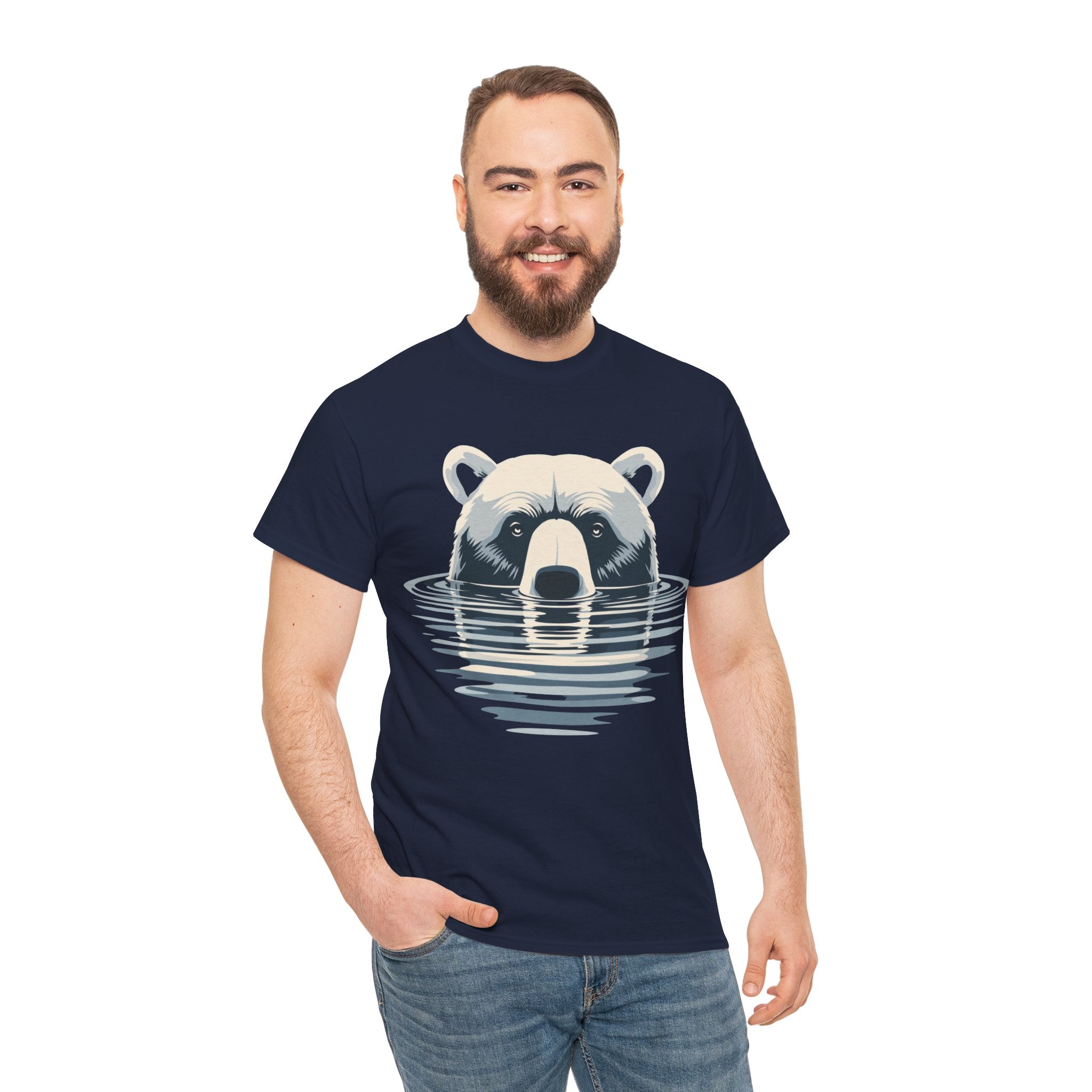Bear in Water Graphic Tee – Gildan 5000 Heavy Cotton Shirt