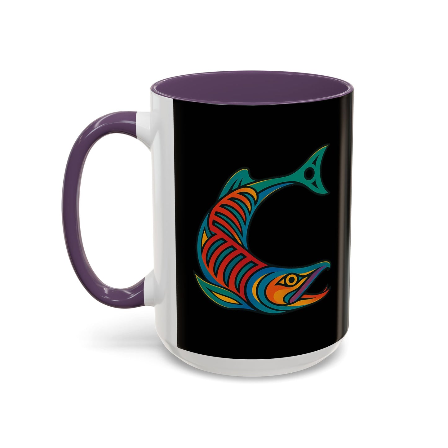 Alaska Salmon Mug Tlingit Style Coffee Cup 907 Alaska Gift Color Accent Ceramic Mug Alaskan Souvenir Wildlife Art