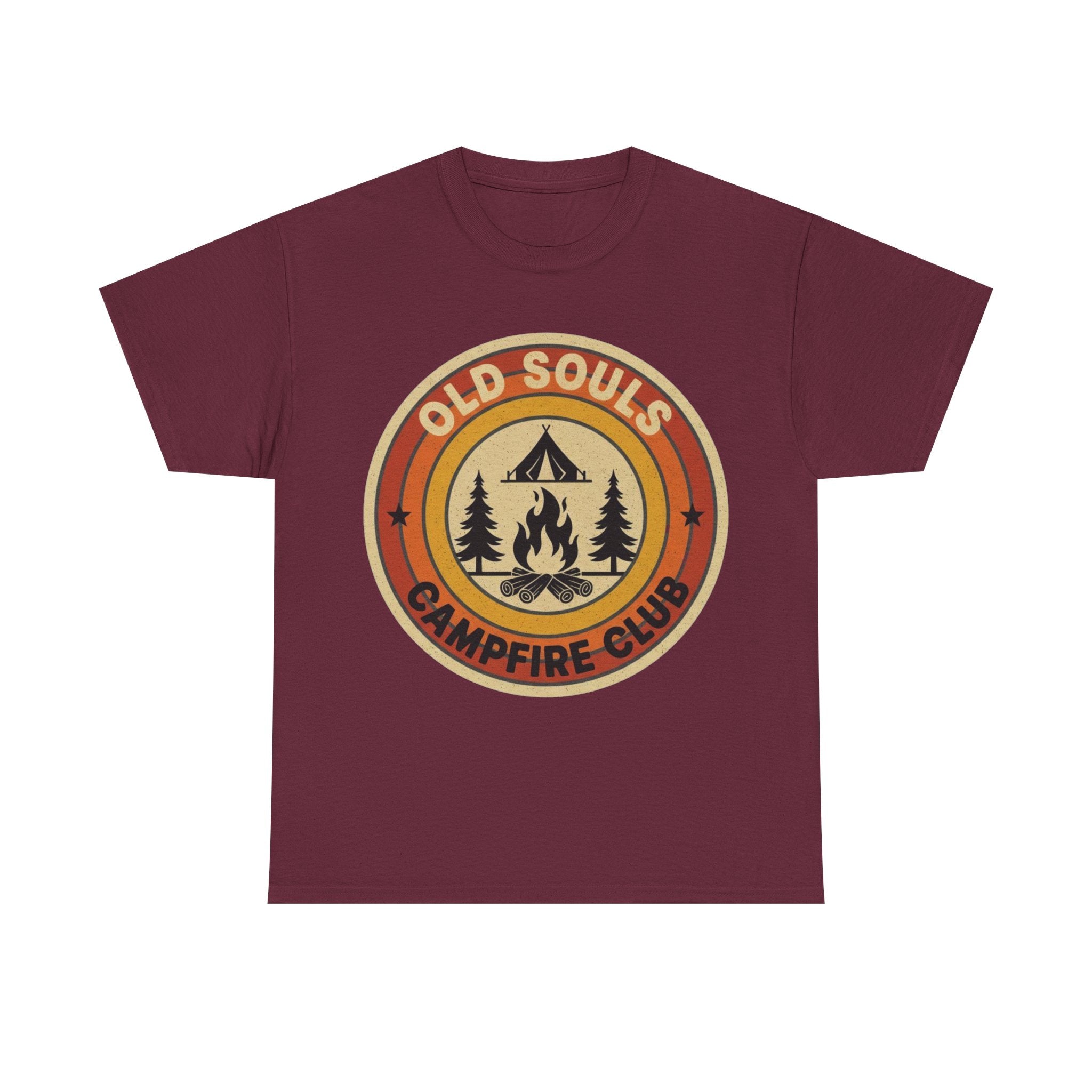 Old Souls Campfire Club Retro T-Shirt | Vintage Sunset Camping Tee