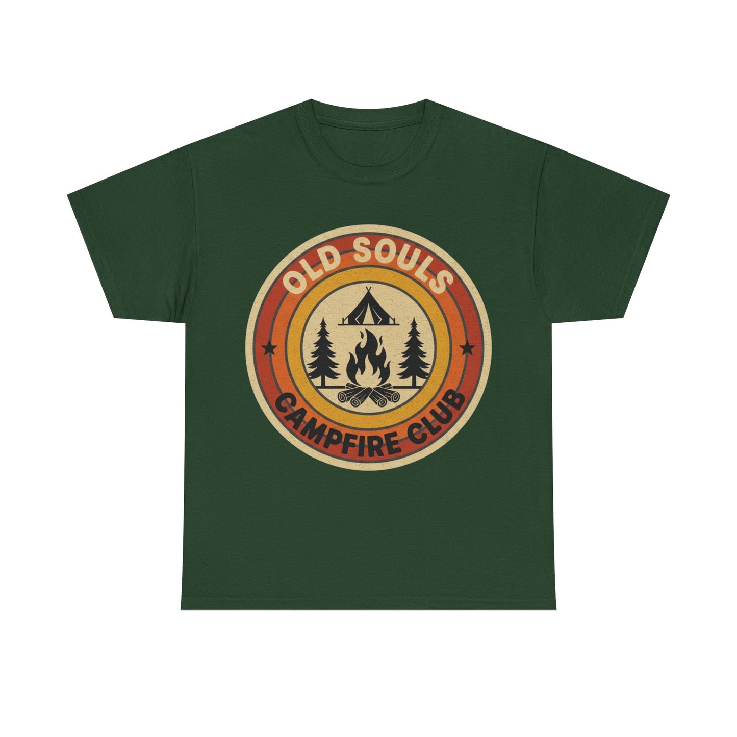 Old Souls Campfire Club Retro T-Shirt | Vintage Sunset Camping Tee