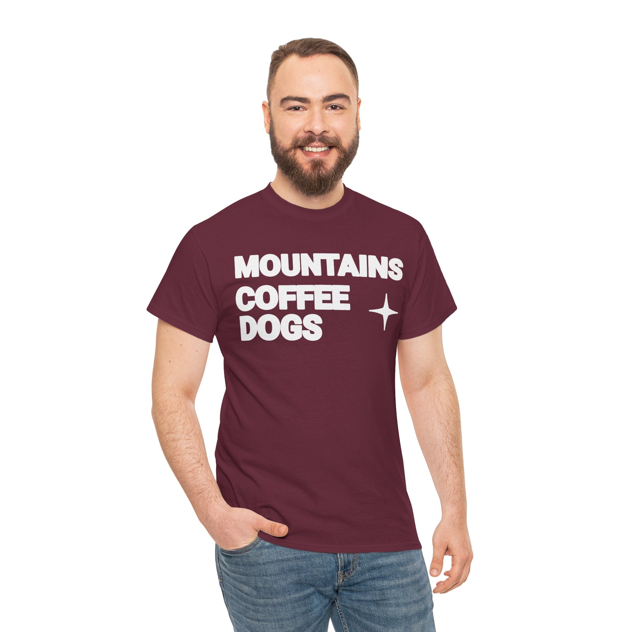 Mountains. Coffee. Dogs. – Comfort Collection Tee