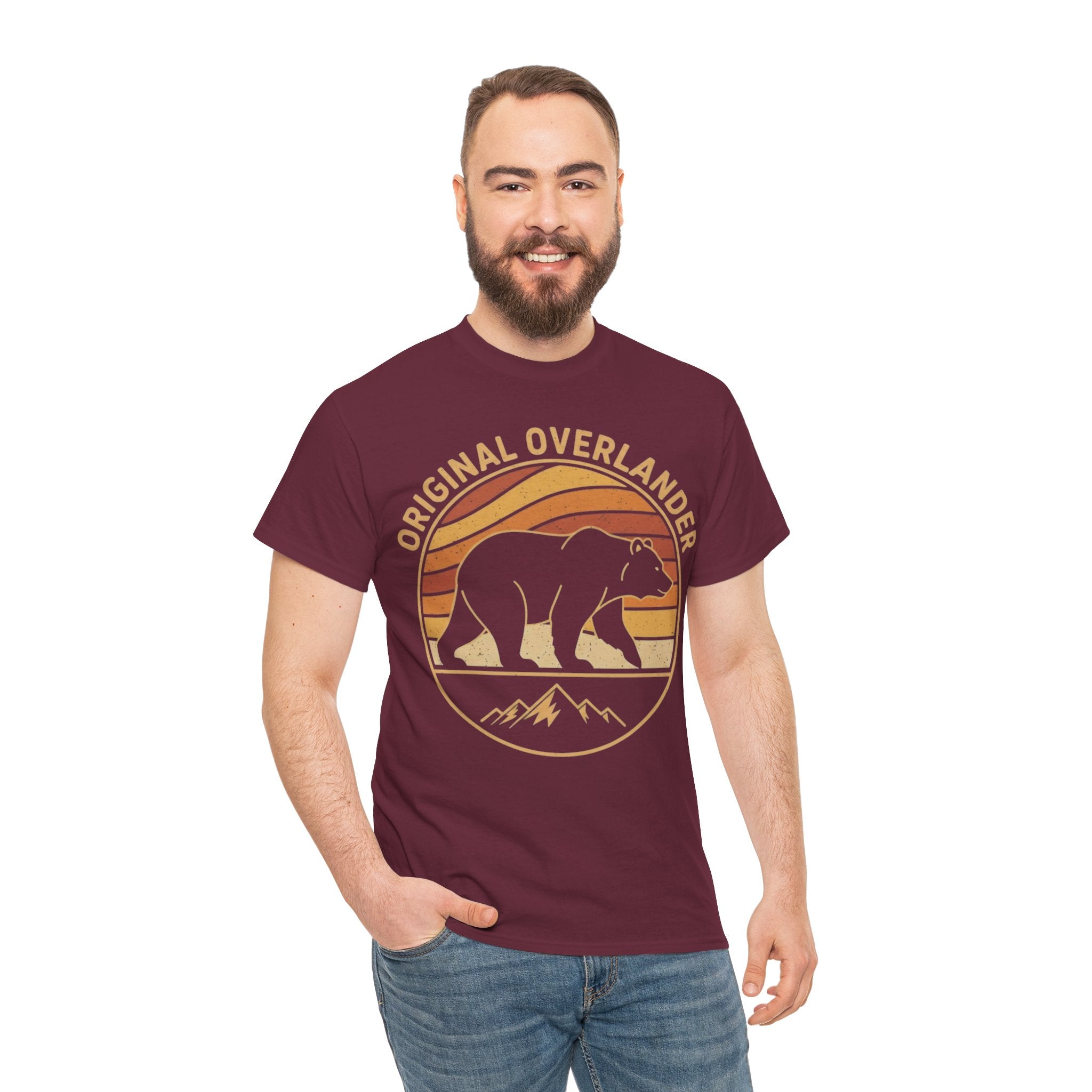 Original Overlander Retro Bear T-Shirt | 1970s Vintage Sunset Adventure Tee