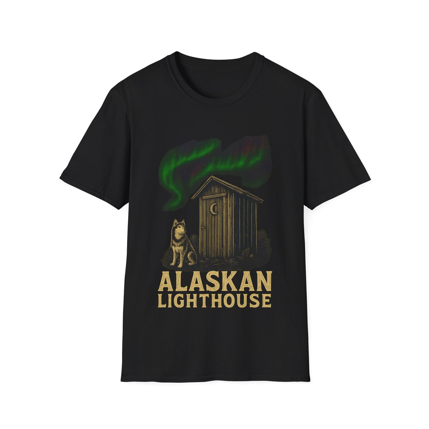 Alaskan Lighthouse Funny Northern Lights Wolf T-Shirt
