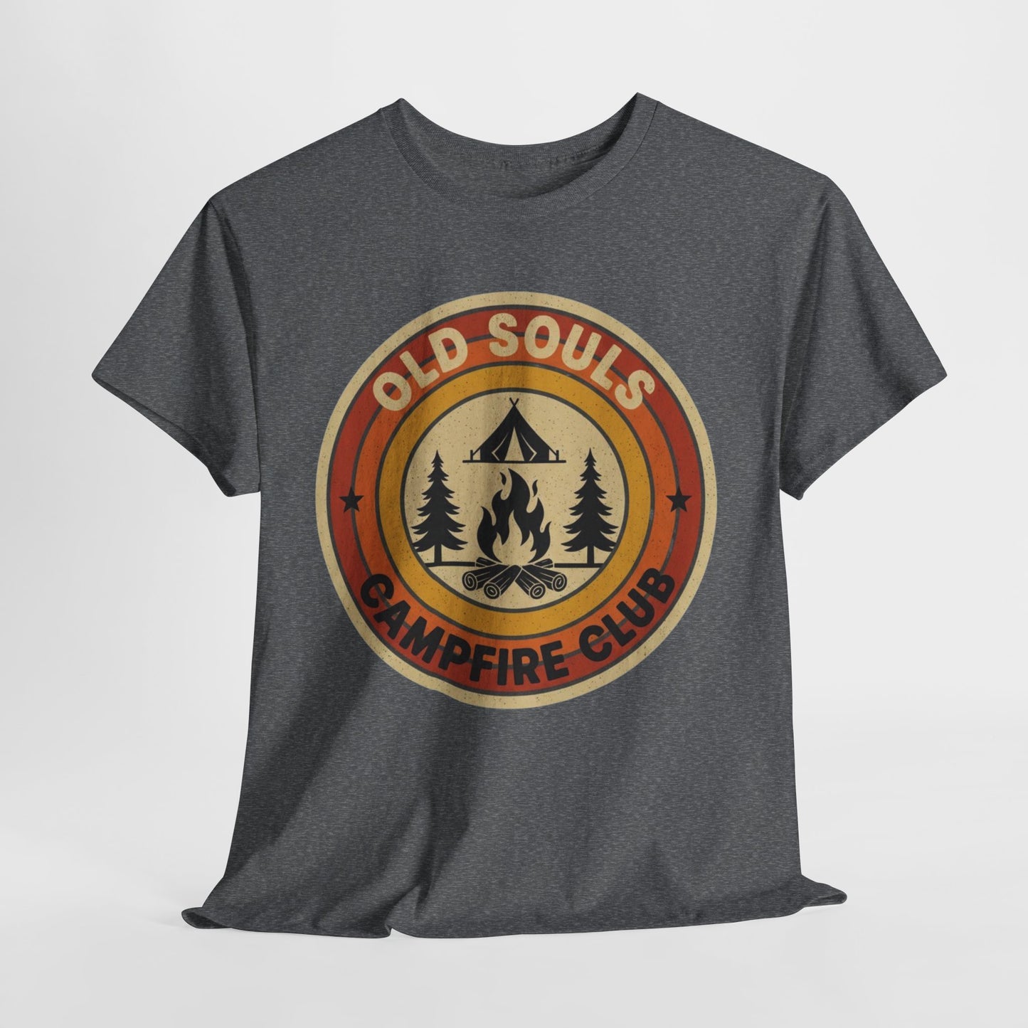 Old Souls Campfire Club Retro T-Shirt | Vintage Sunset Camping Tee