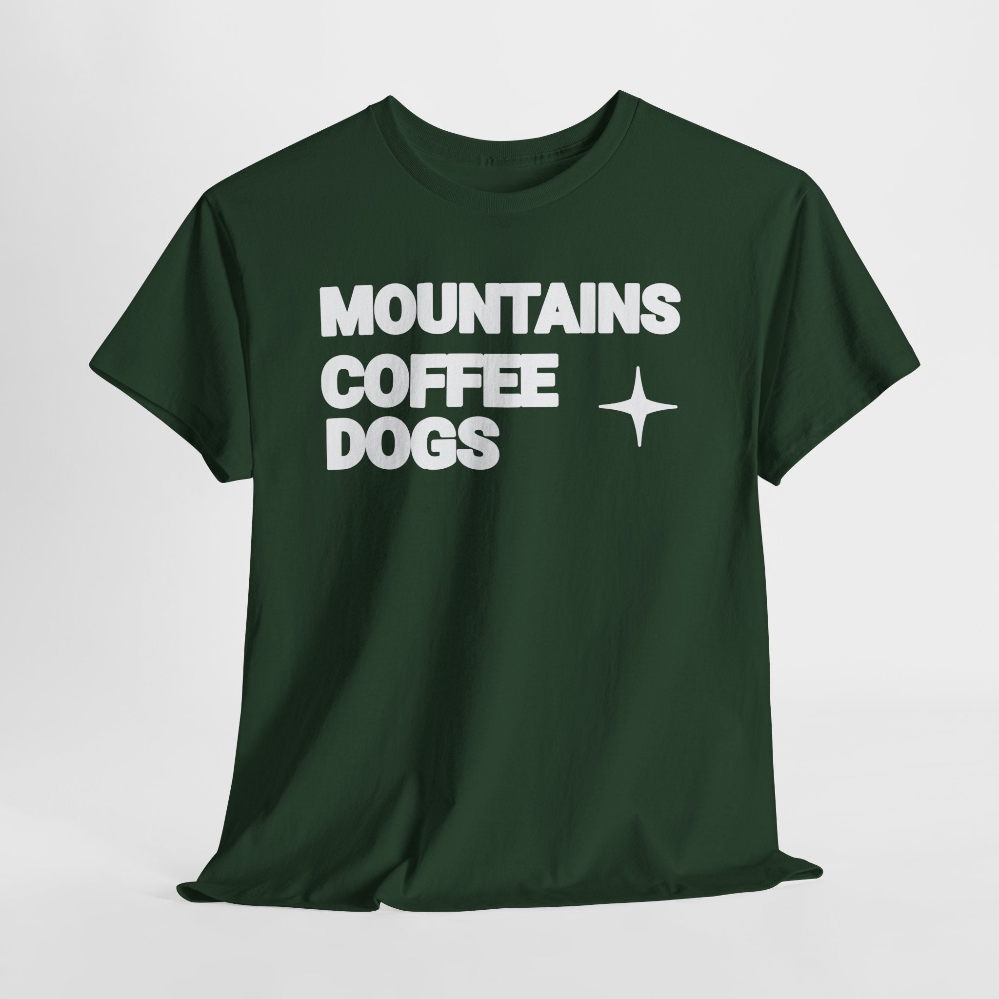 Mountains. Coffee. Dogs. – Comfort Collection Tee