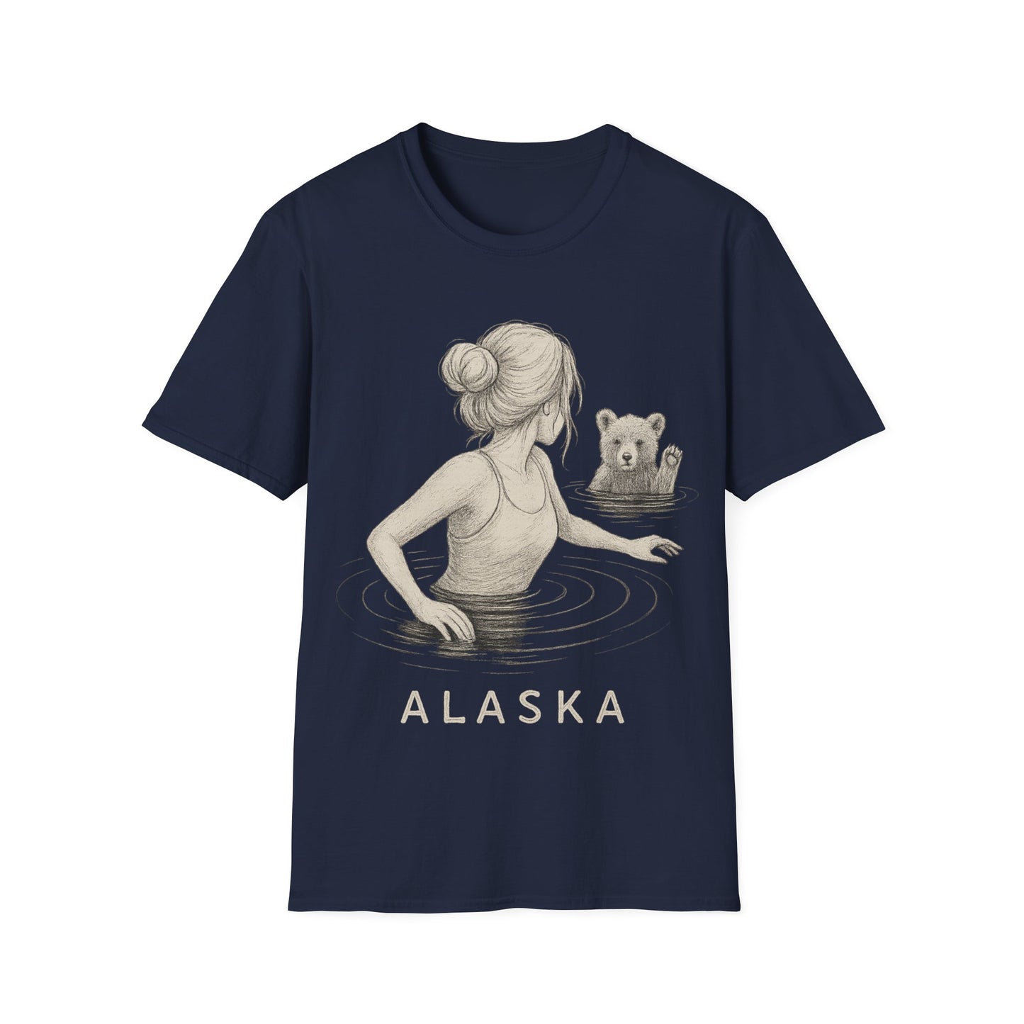 Alaska Bear Cub Sketch T-Shirt – Artistic Wilderness Nature Tee