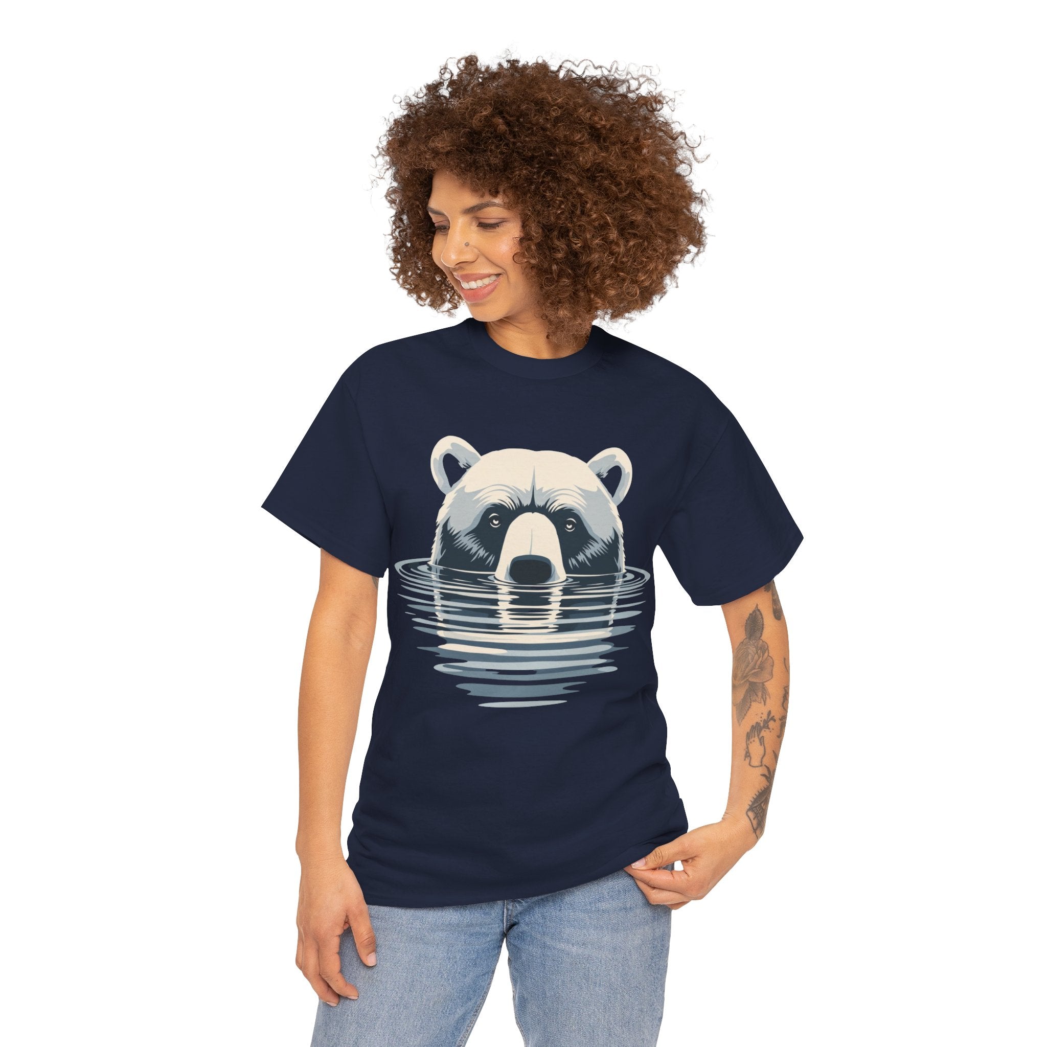 Bear in Water Graphic Tee – Gildan 5000 Heavy Cotton Shirt
