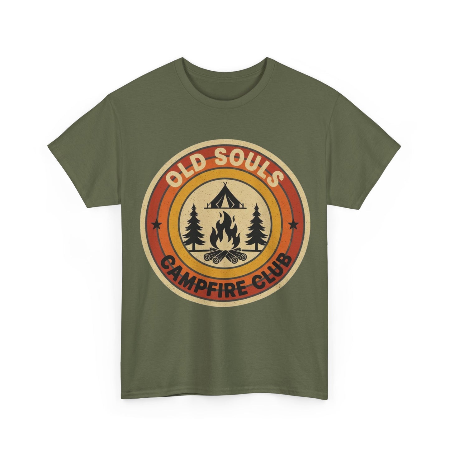 Old Souls Campfire Club Retro T-Shirt | Vintage Sunset Camping Tee