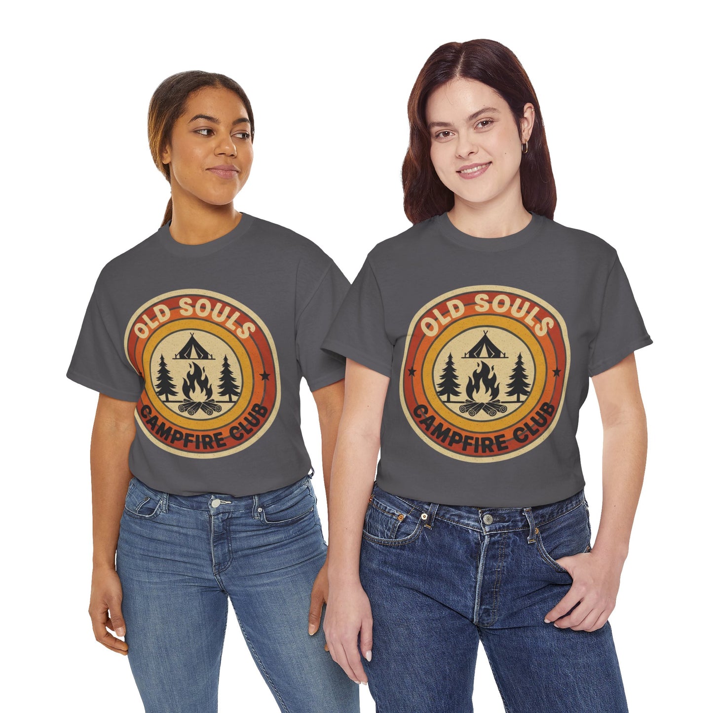 Old Souls Campfire Club Retro T-Shirt | Vintage Sunset Camping Tee