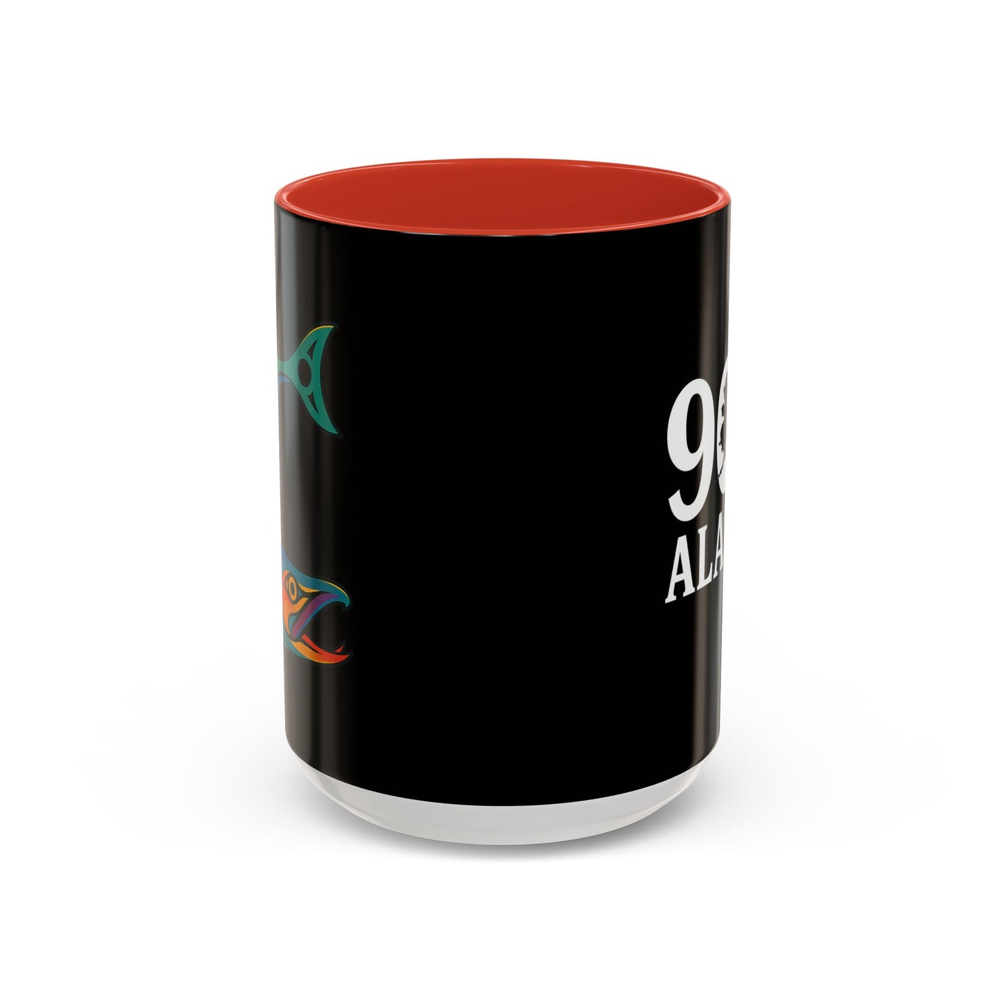 Alaska Salmon Mug Tlingit Style Coffee Cup 907 Alaska Gift Color Accent Ceramic Mug Alaskan Souvenir Wildlife Art