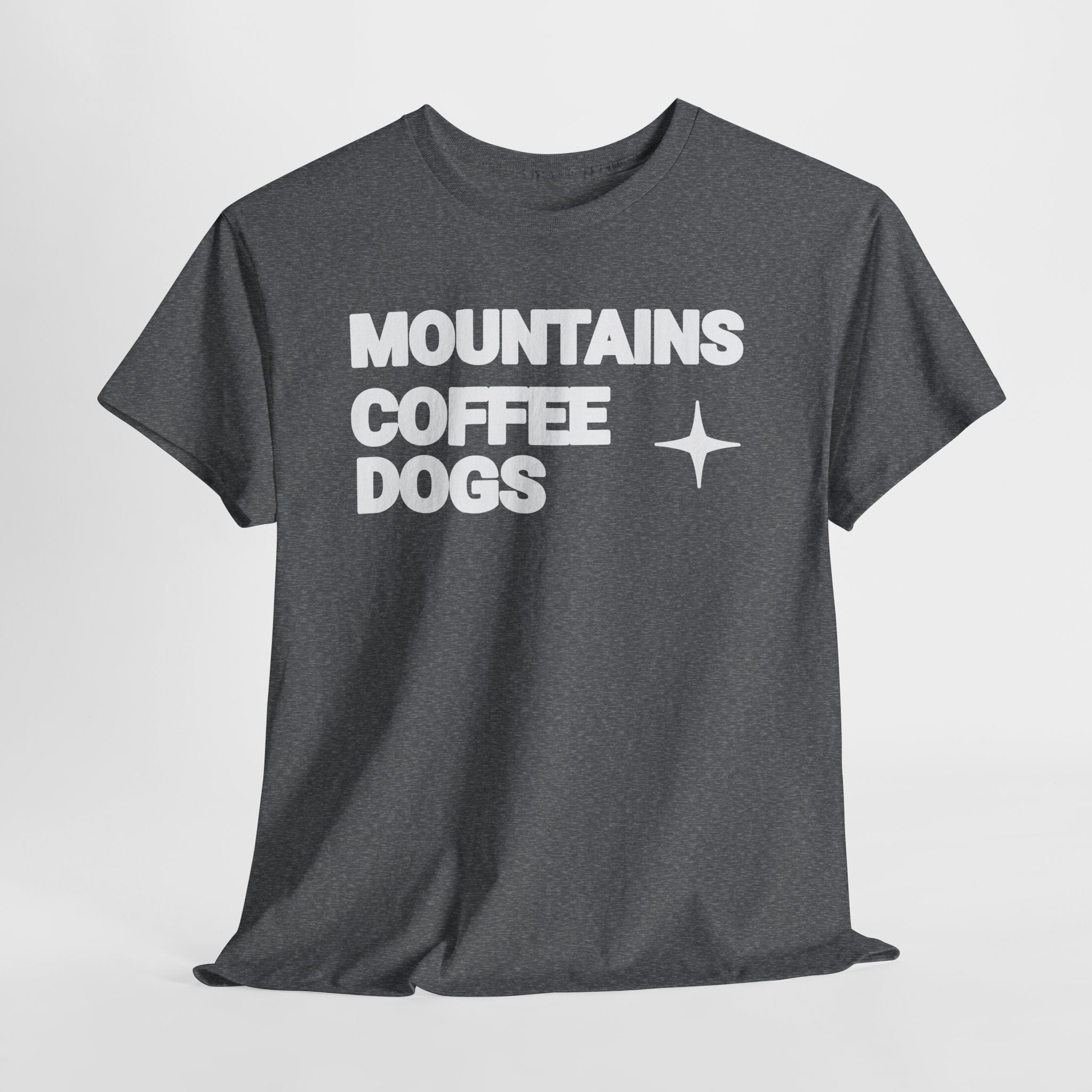 Mountains. Coffee. Dogs. – Comfort Collection Tee