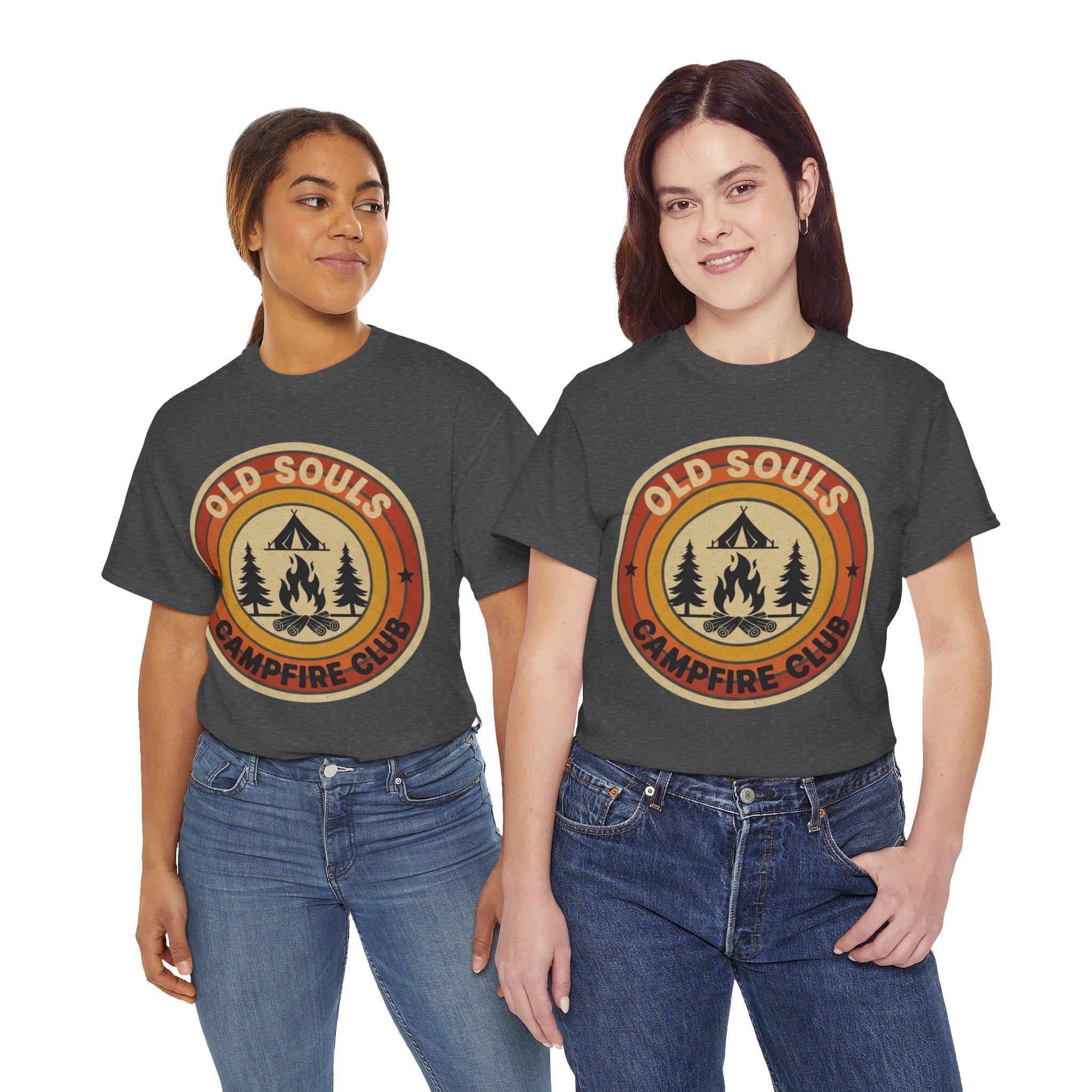 Old Souls Campfire Club Retro T-Shirt | Vintage Sunset Camping Tee
