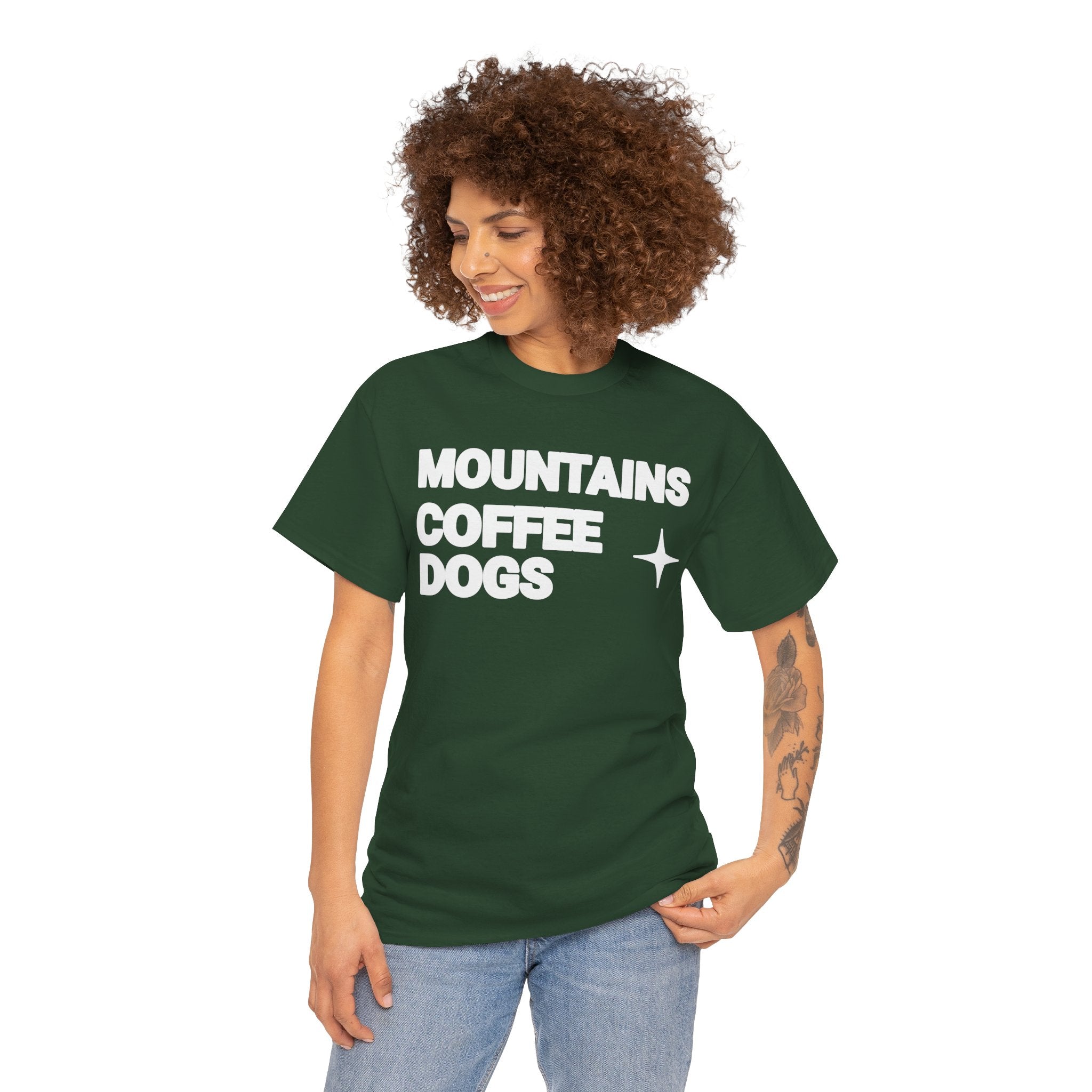 Mountains. Coffee. Dogs. – Comfort Collection Tee
