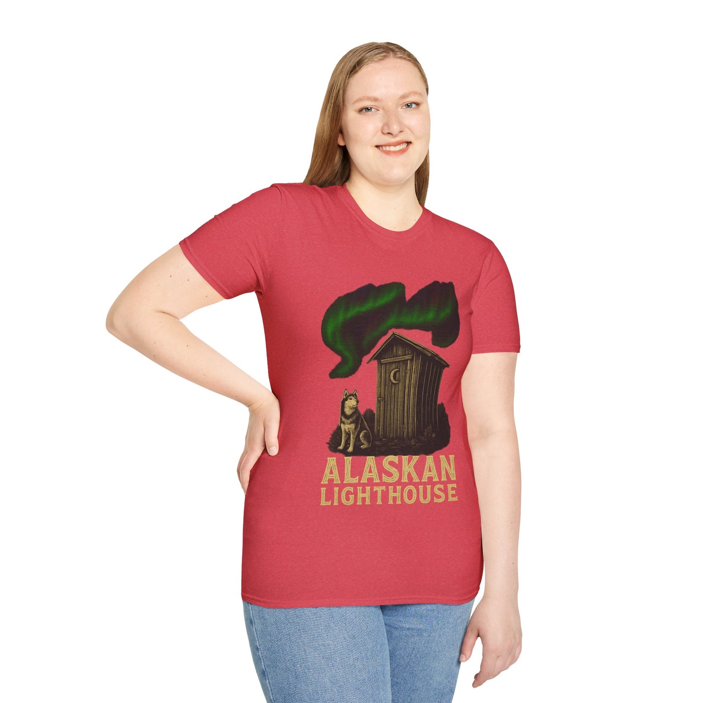 Alaskan Lighthouse Funny Northern Lights Wolf T-Shirt