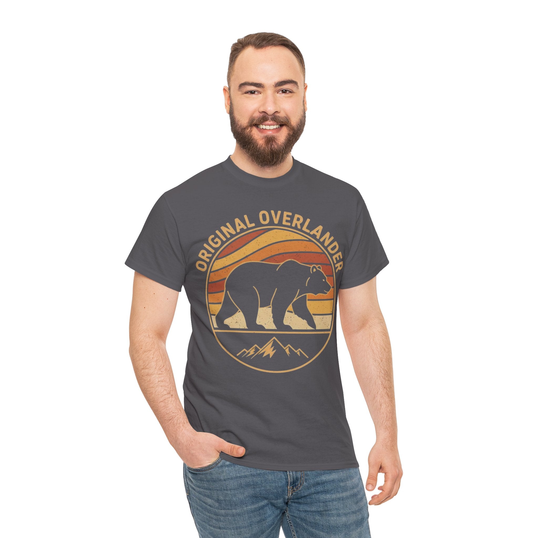 Original Overlander Retro Bear T-Shirt | 1970s Vintage Sunset Adventure Tee