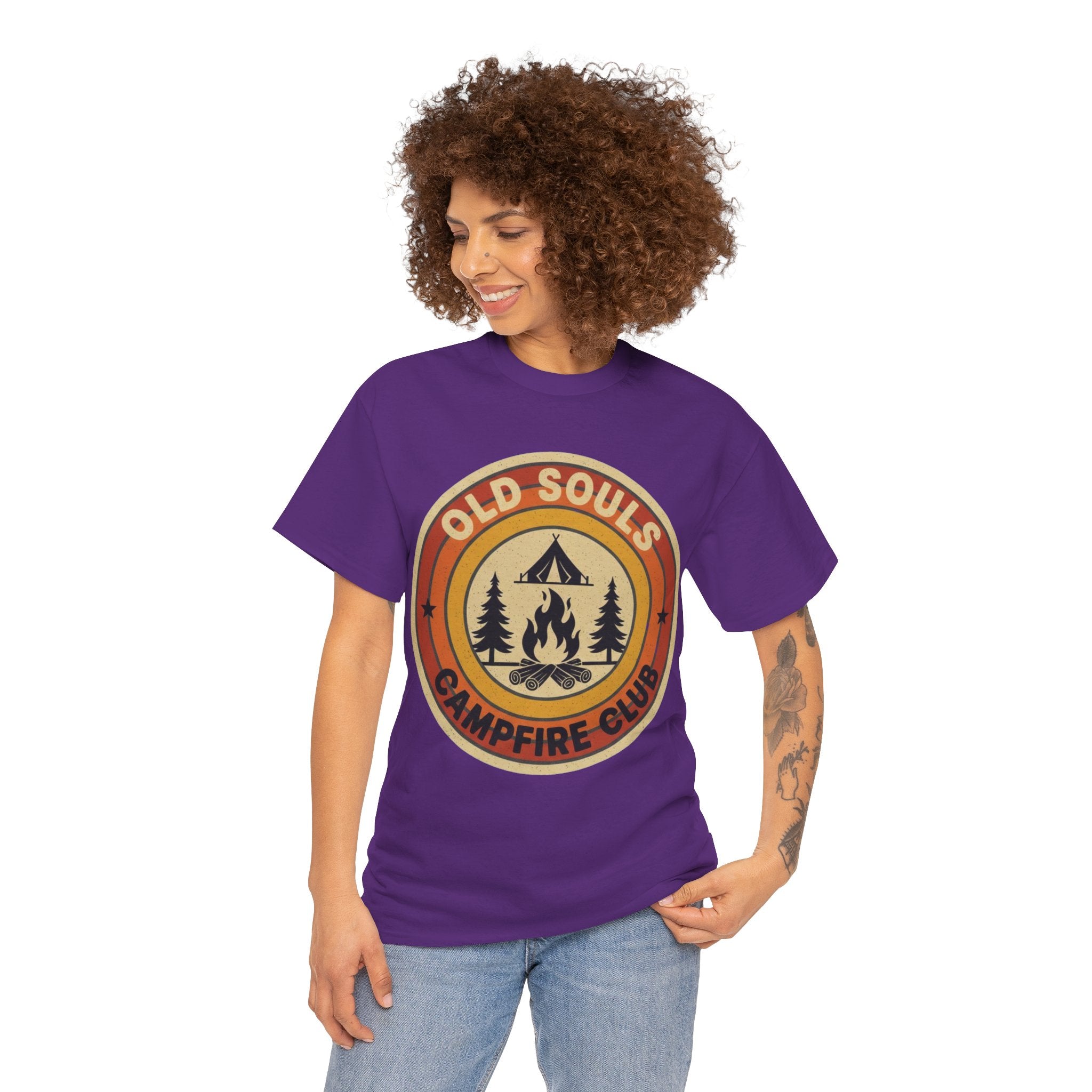 Old Souls Campfire Club Retro T-Shirt | Vintage Sunset Camping Tee