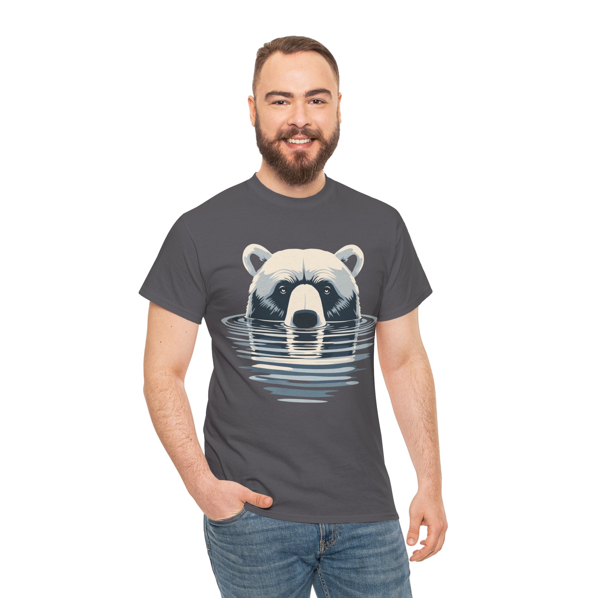 Bear in Water Graphic Tee – Gildan 5000 Heavy Cotton Shirt