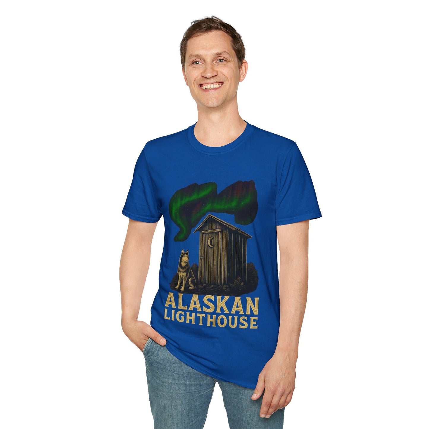 Alaskan Lighthouse Funny Northern Lights Wolf T-Shirt