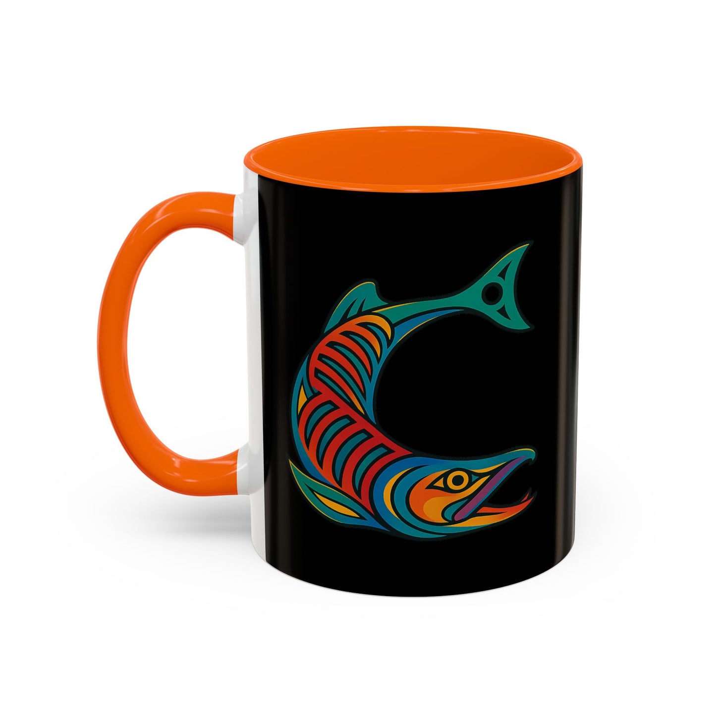 Alaska Salmon Mug Tlingit Style Coffee Cup 907 Alaska Gift Color Accent Ceramic Mug Alaskan Souvenir Wildlife Art