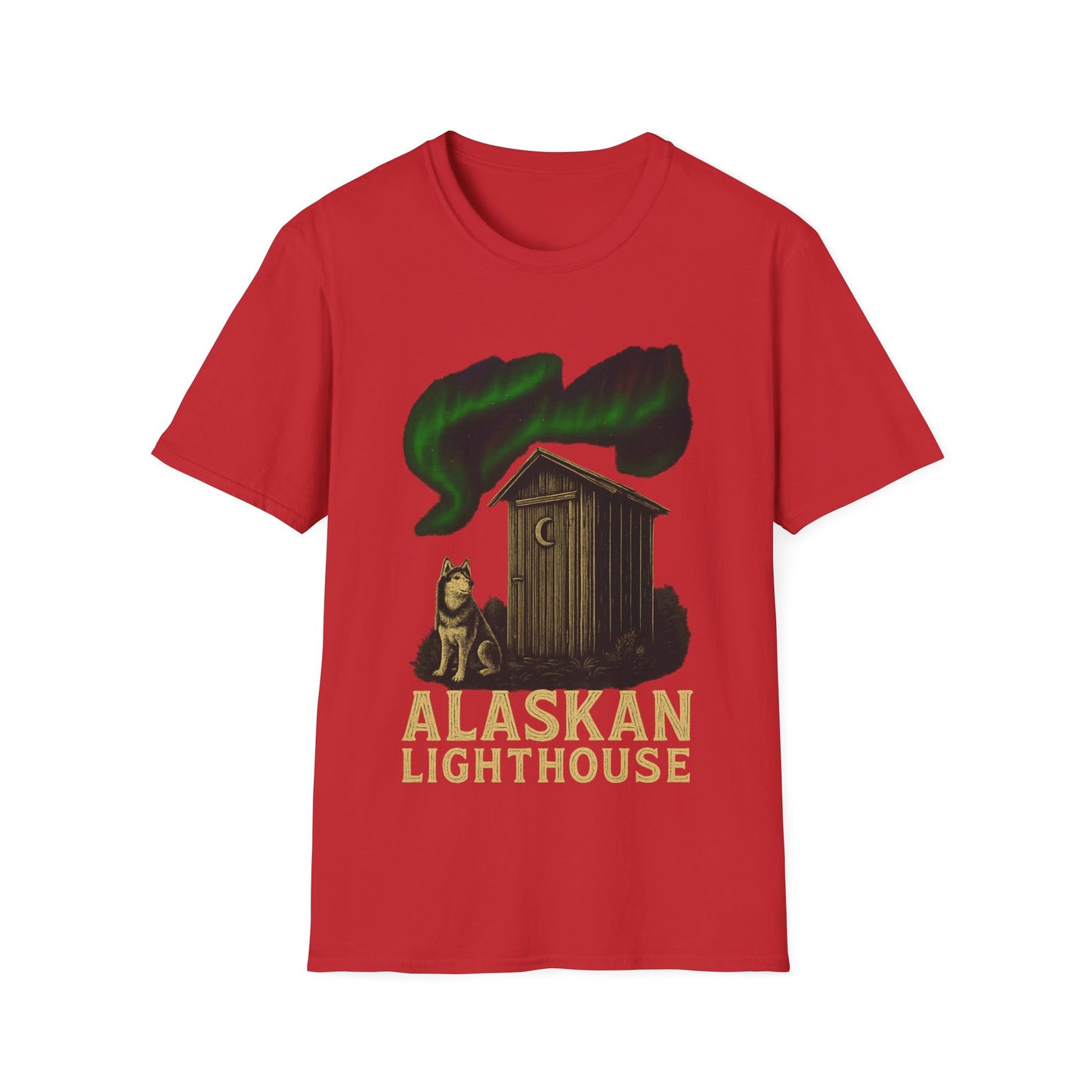 Alaskan Lighthouse Funny Northern Lights Wolf T-Shirt