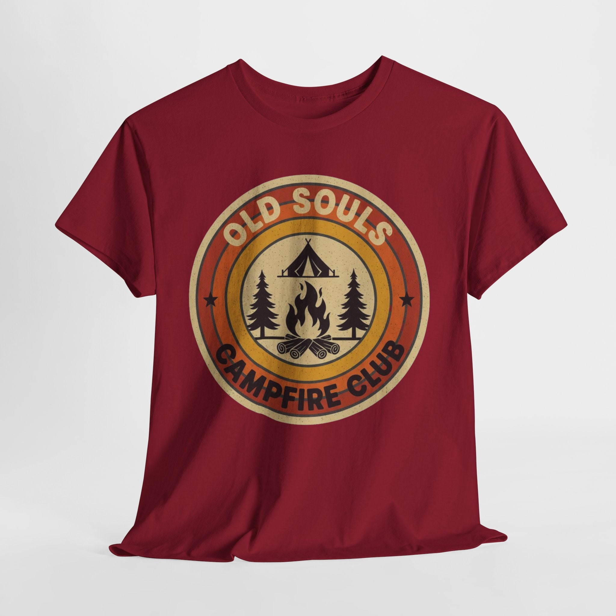 Old Souls Campfire Club Retro T-Shirt | Vintage Sunset Camping Tee