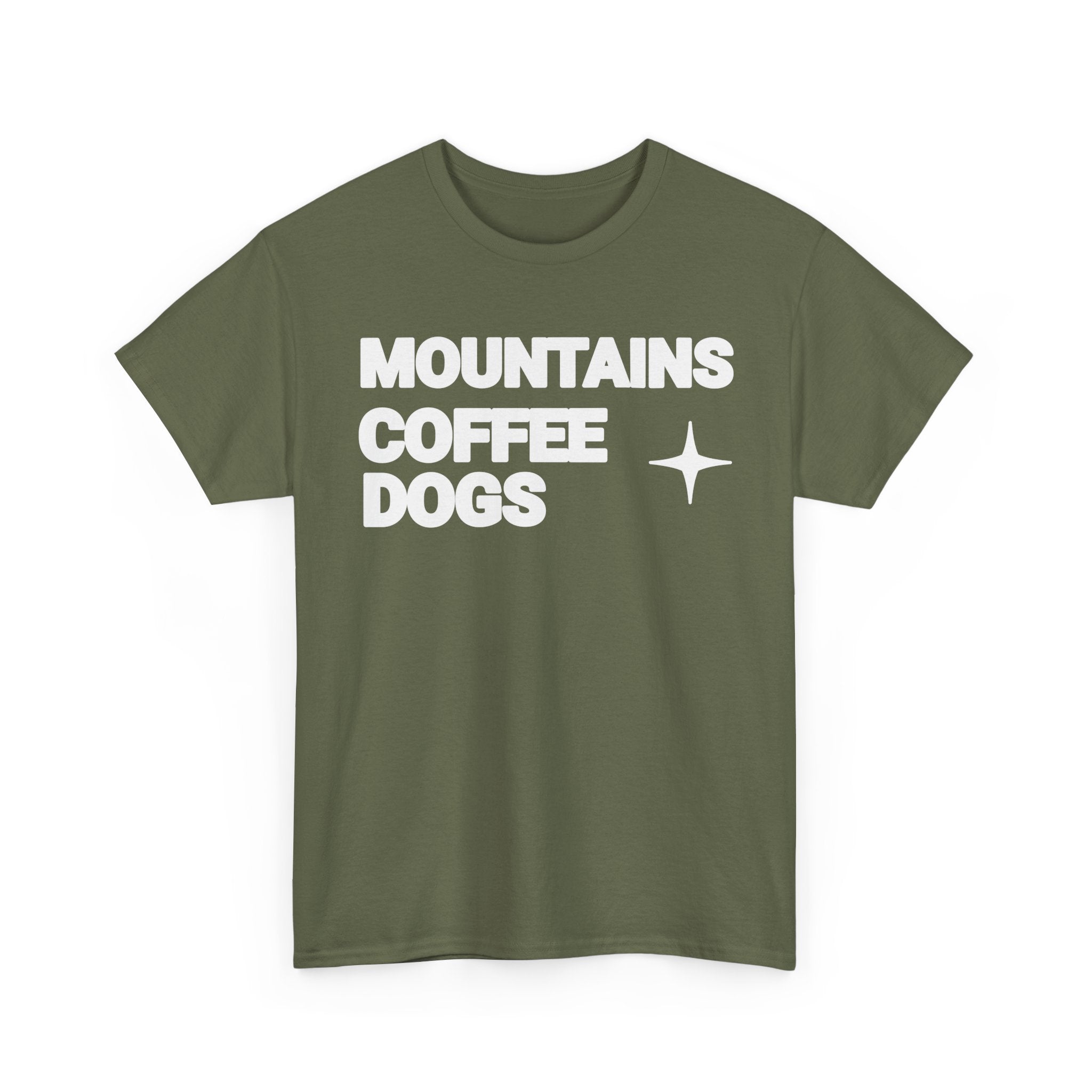 Mountains. Coffee. Dogs. – Comfort Collection Tee