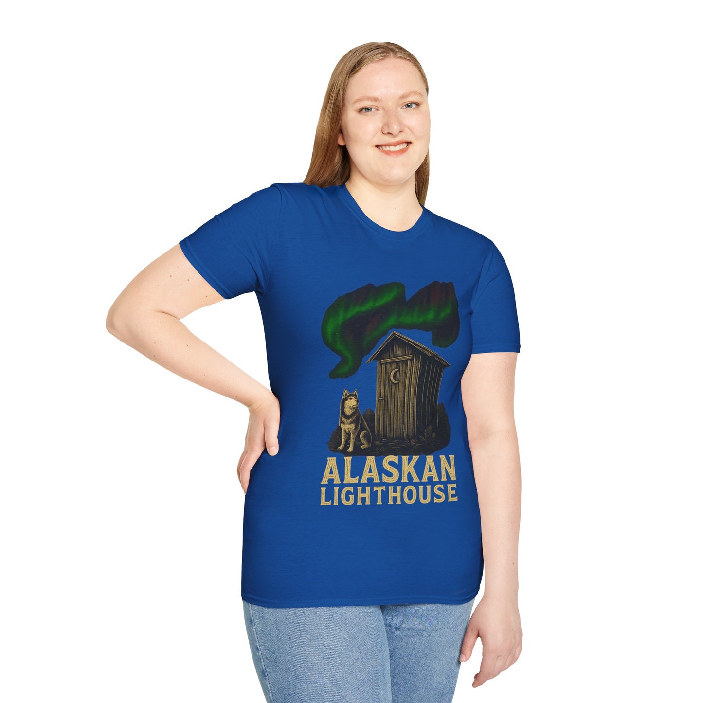 Alaskan Lighthouse Funny Northern Lights Wolf T-Shirt