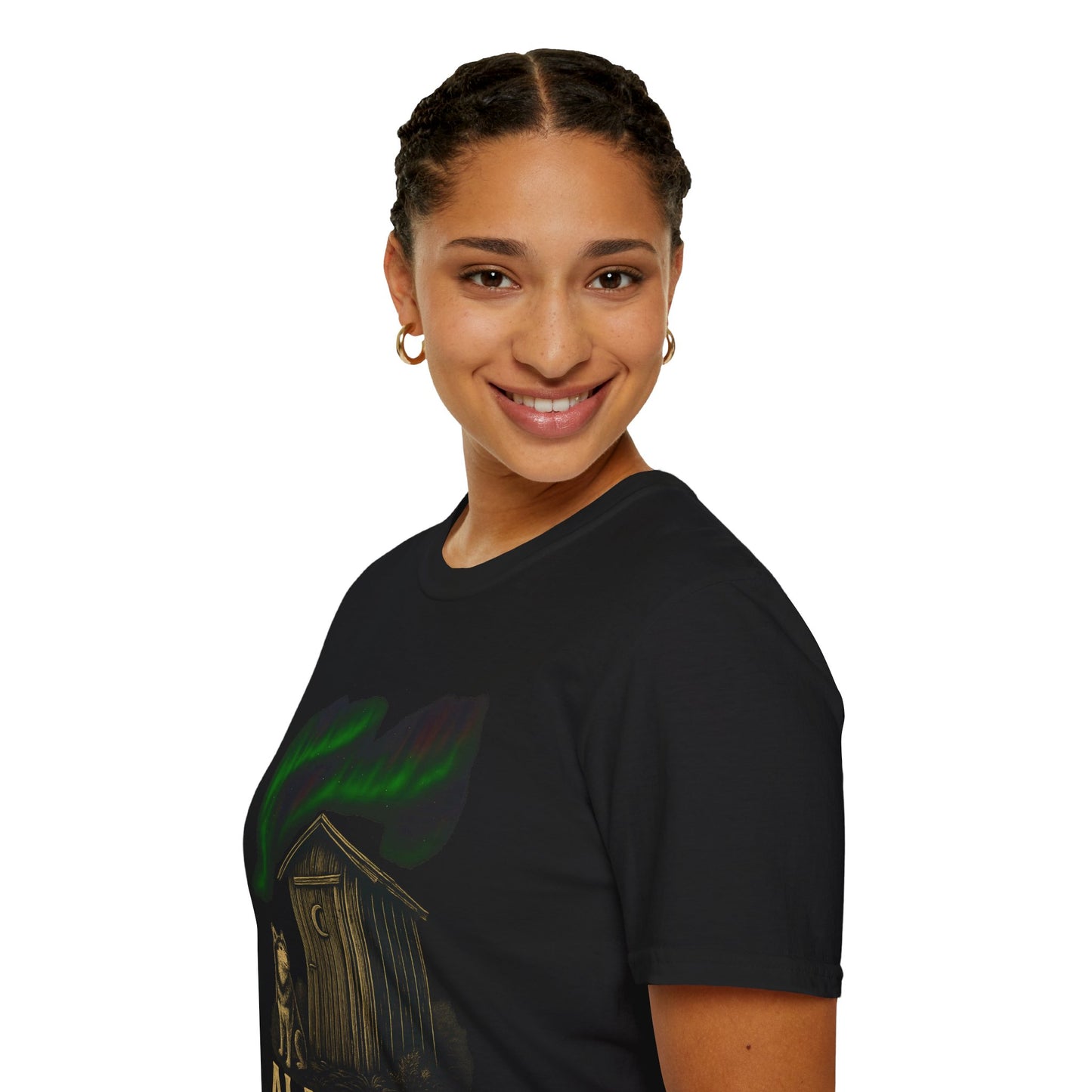 Alaskan Lighthouse Funny Northern Lights Wolf T-Shirt