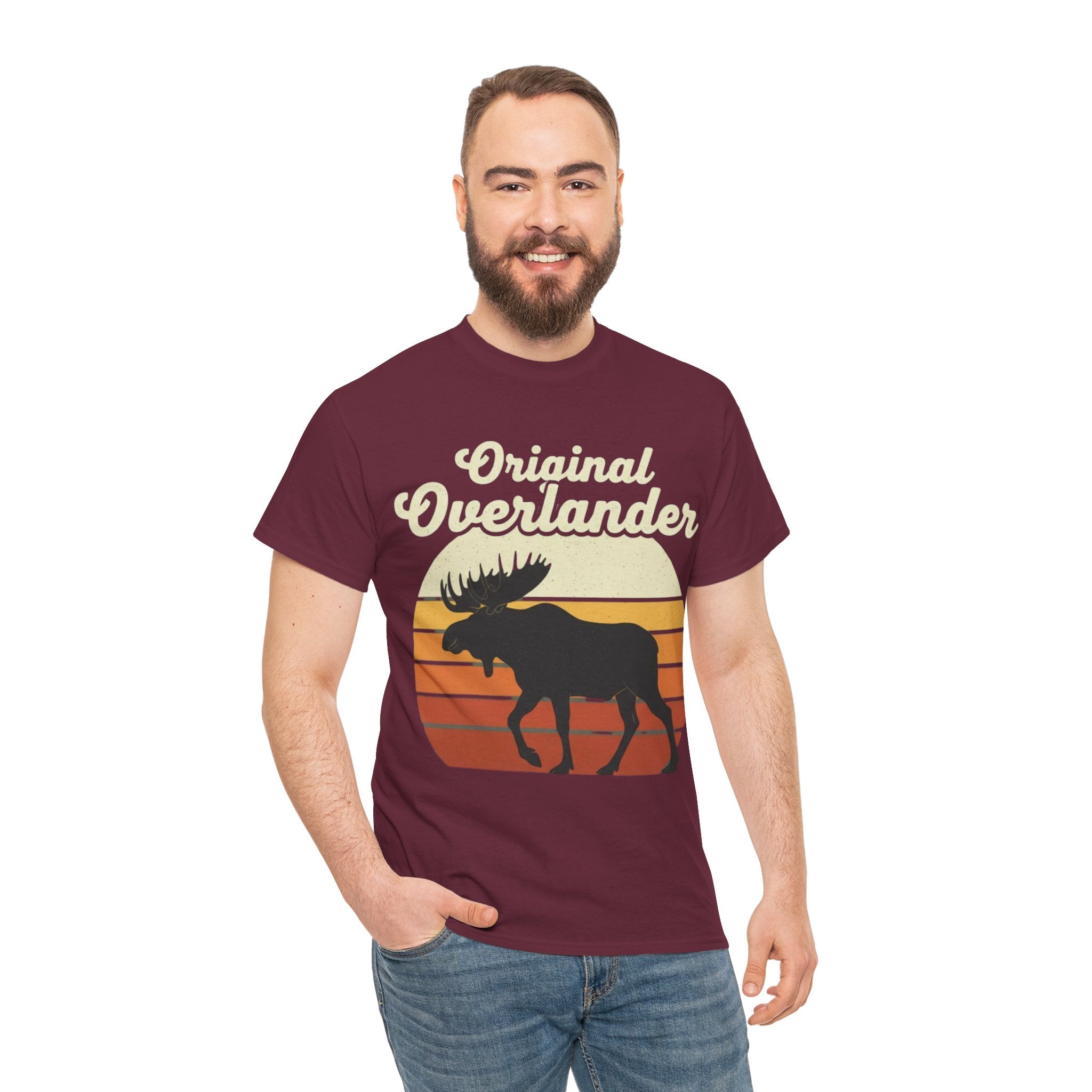 Original Overlander Moose T-Shirt | Retro 1970s Sunset Wilderness Tee