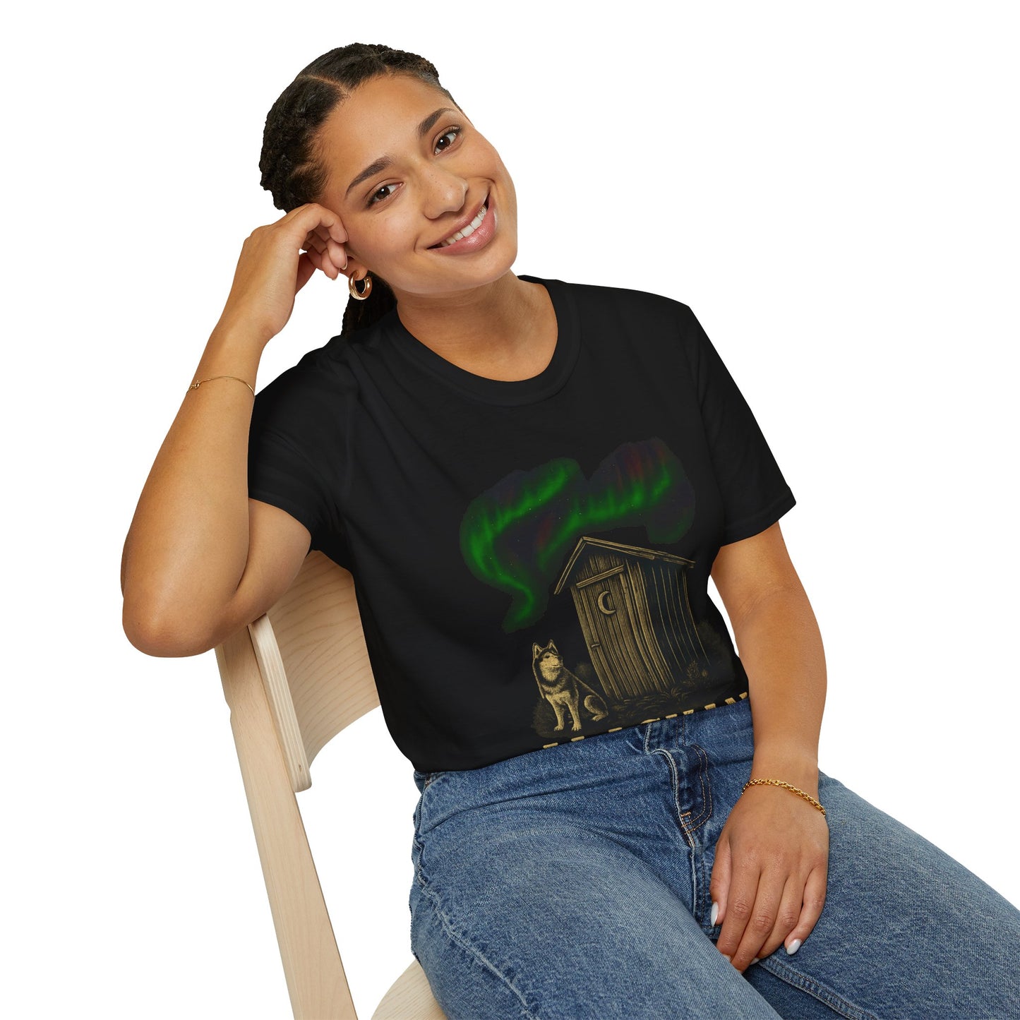 Alaskan Lighthouse Funny Northern Lights Wolf T-Shirt